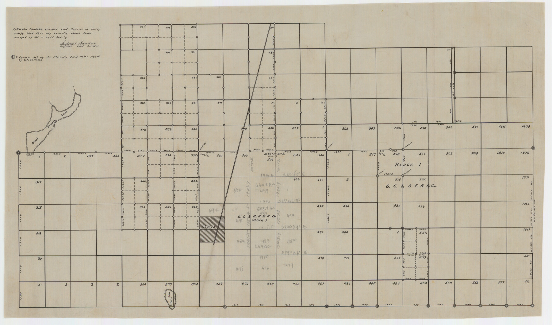 92951, [Block 1 Showing County Seat], Twichell Survey Records