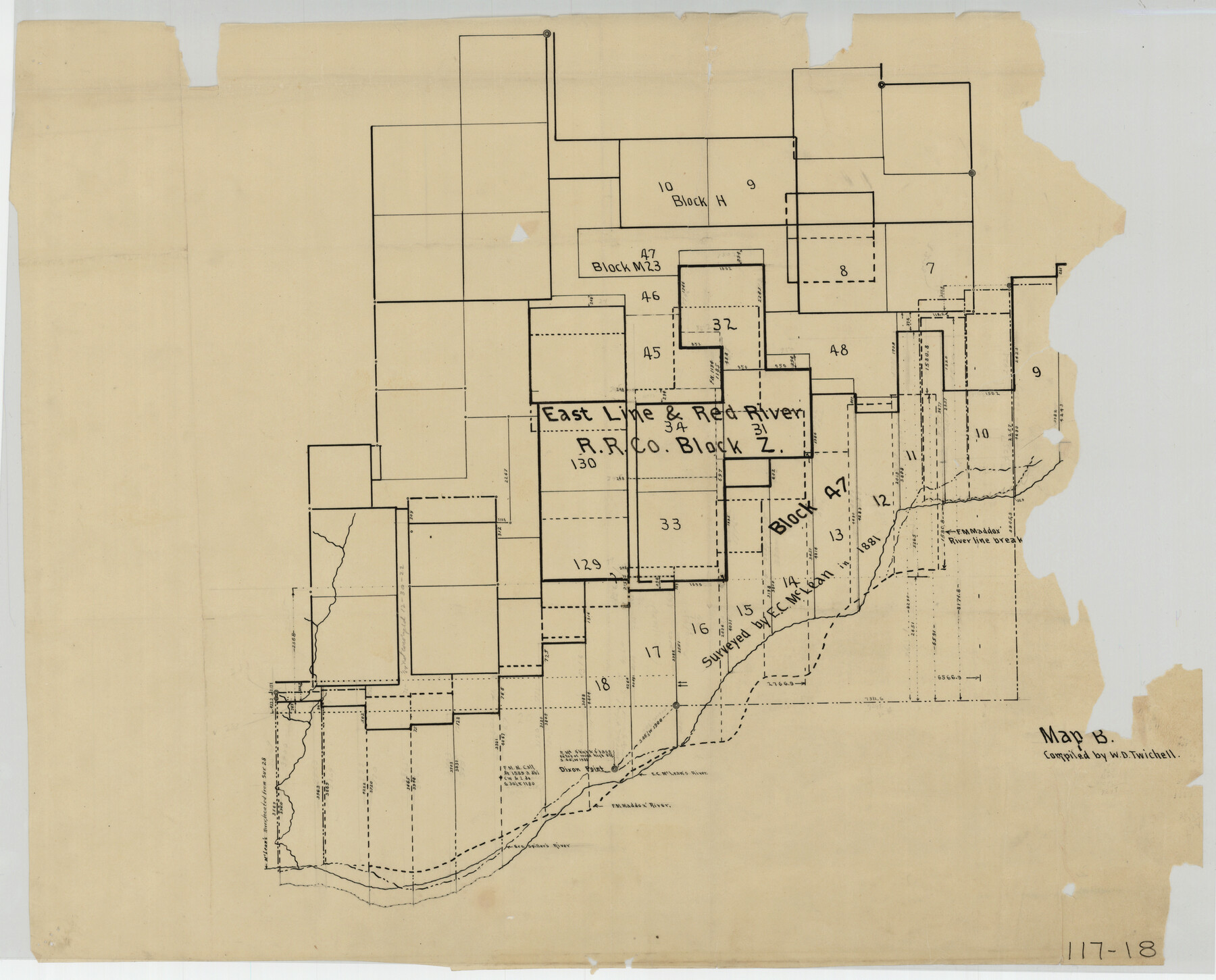 92974, [H. & T. C. Block  47, East Line and Red River RR. Co. Block Z and vicinity], Twichell Survey Records