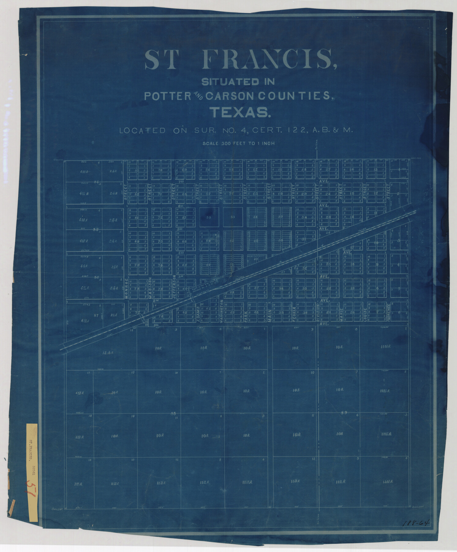 93078, St Francis situated in Potter and Carson Counties, Texas, Twichell Survey Records