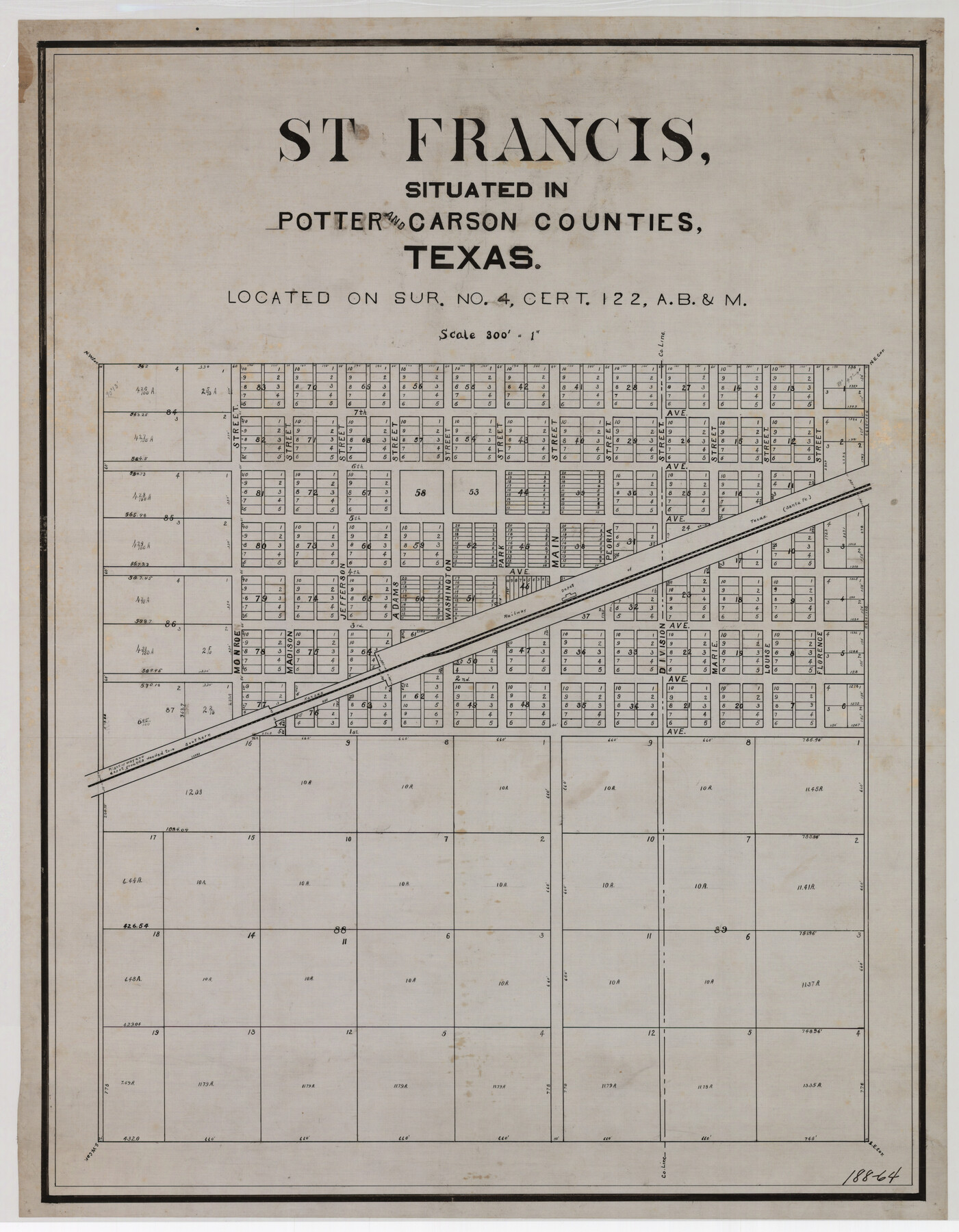 93083, St Francis situated in Potter and Carson Counties, Texas, Twichell Survey Records