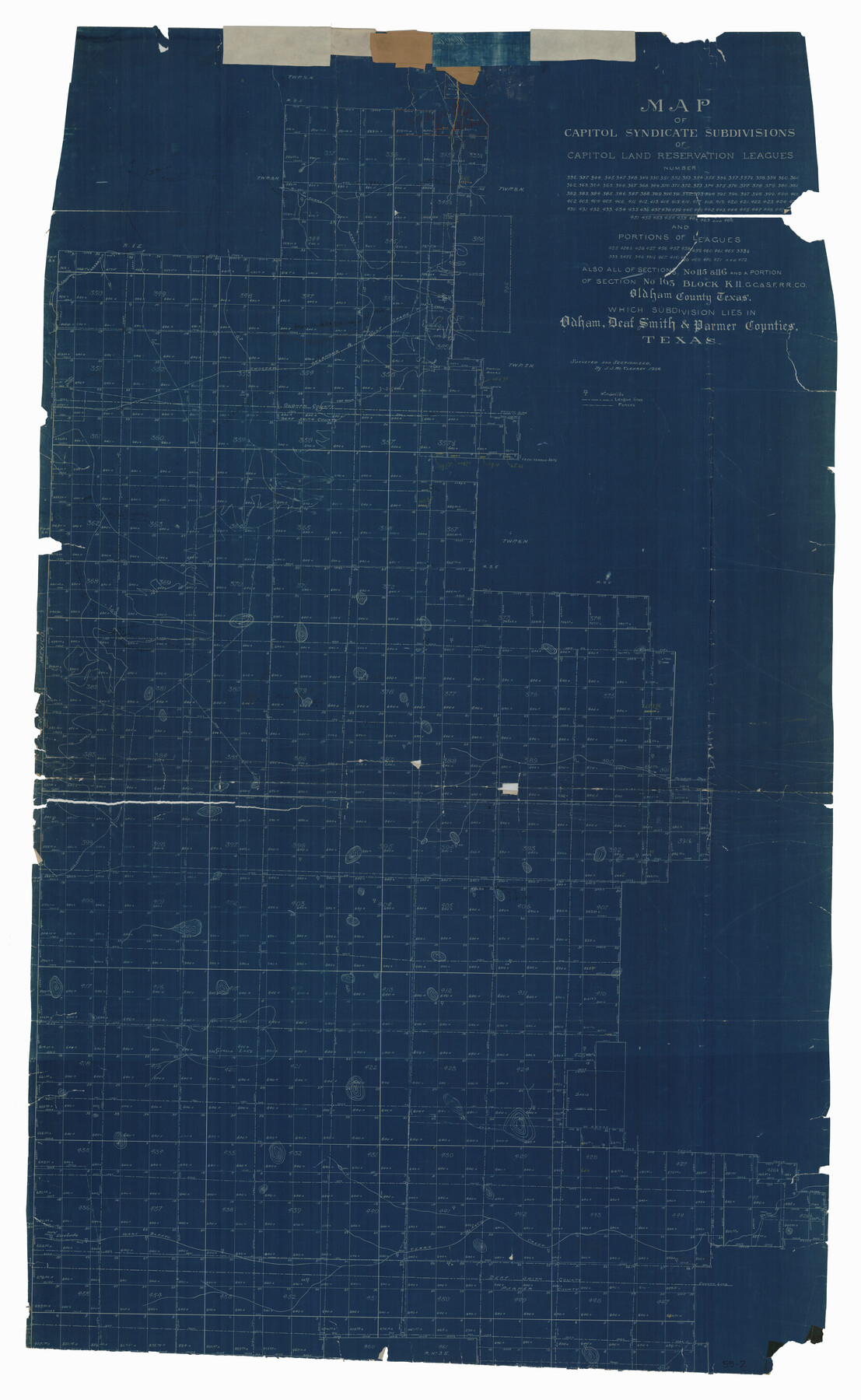 93131, Map of Capitol Syndicate Subdivisions of Capitol Land Reservation Leagues, Twichell Survey Records