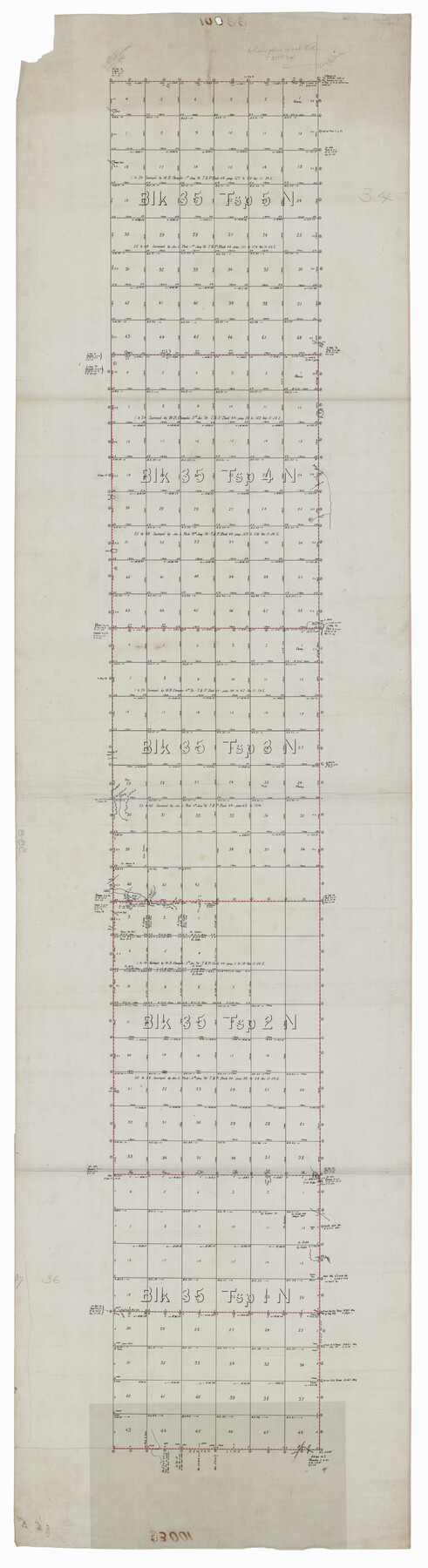 93138, [T. & P. Block 35, Townships 1N - 5N], Twichell Survey Records