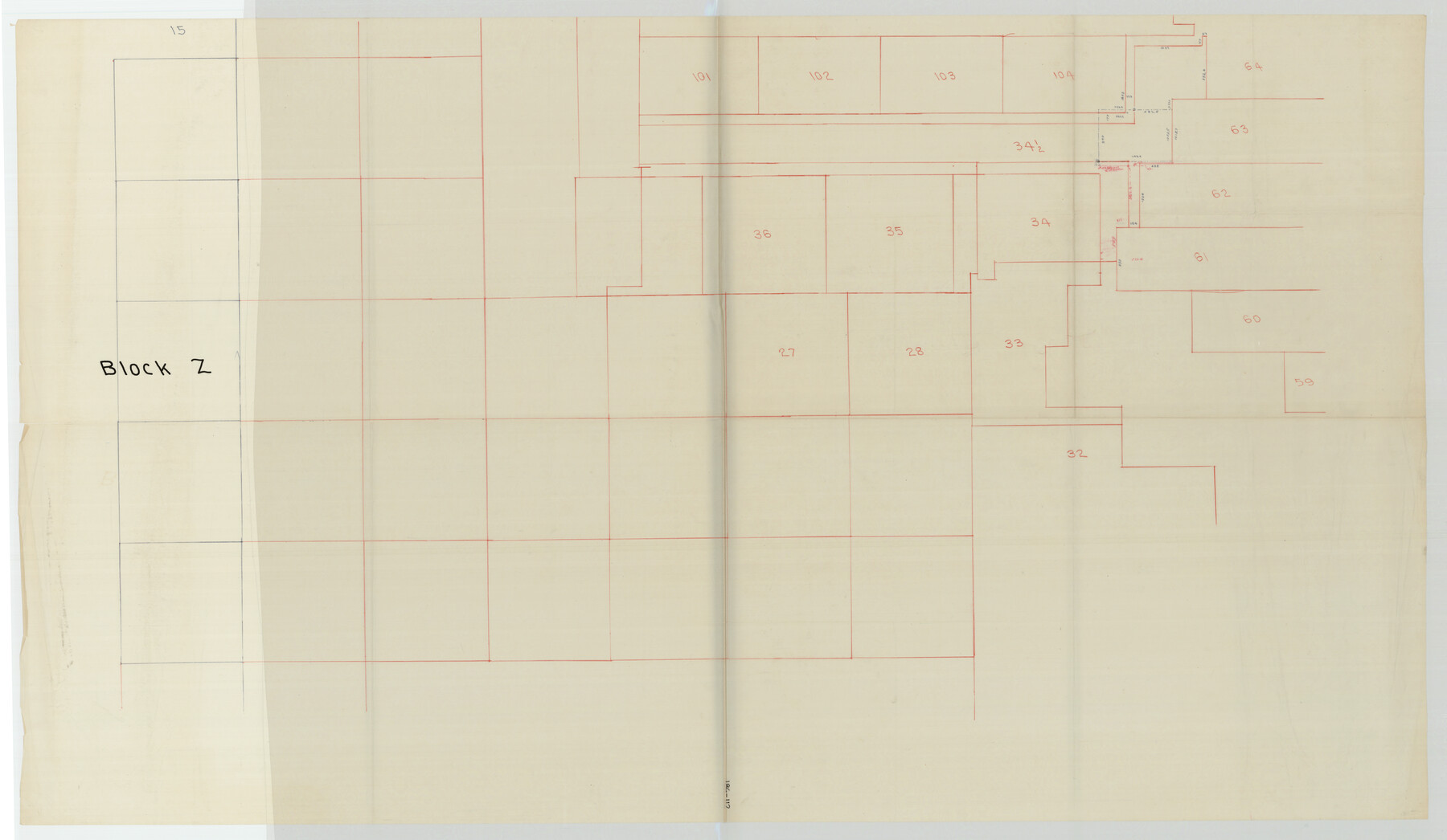 93167, [Sketch of sections 59-64, I. & G. N. Block 1 and part of Block Z], Twichell Survey Records