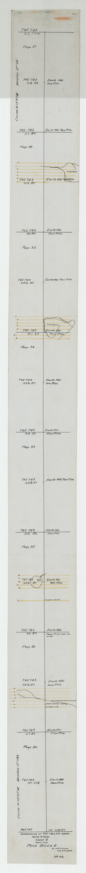 93171, Sheet 5 copied from Peck Book 6 [Strip Map showing T. & P. connecting lines], Twichell Survey Records