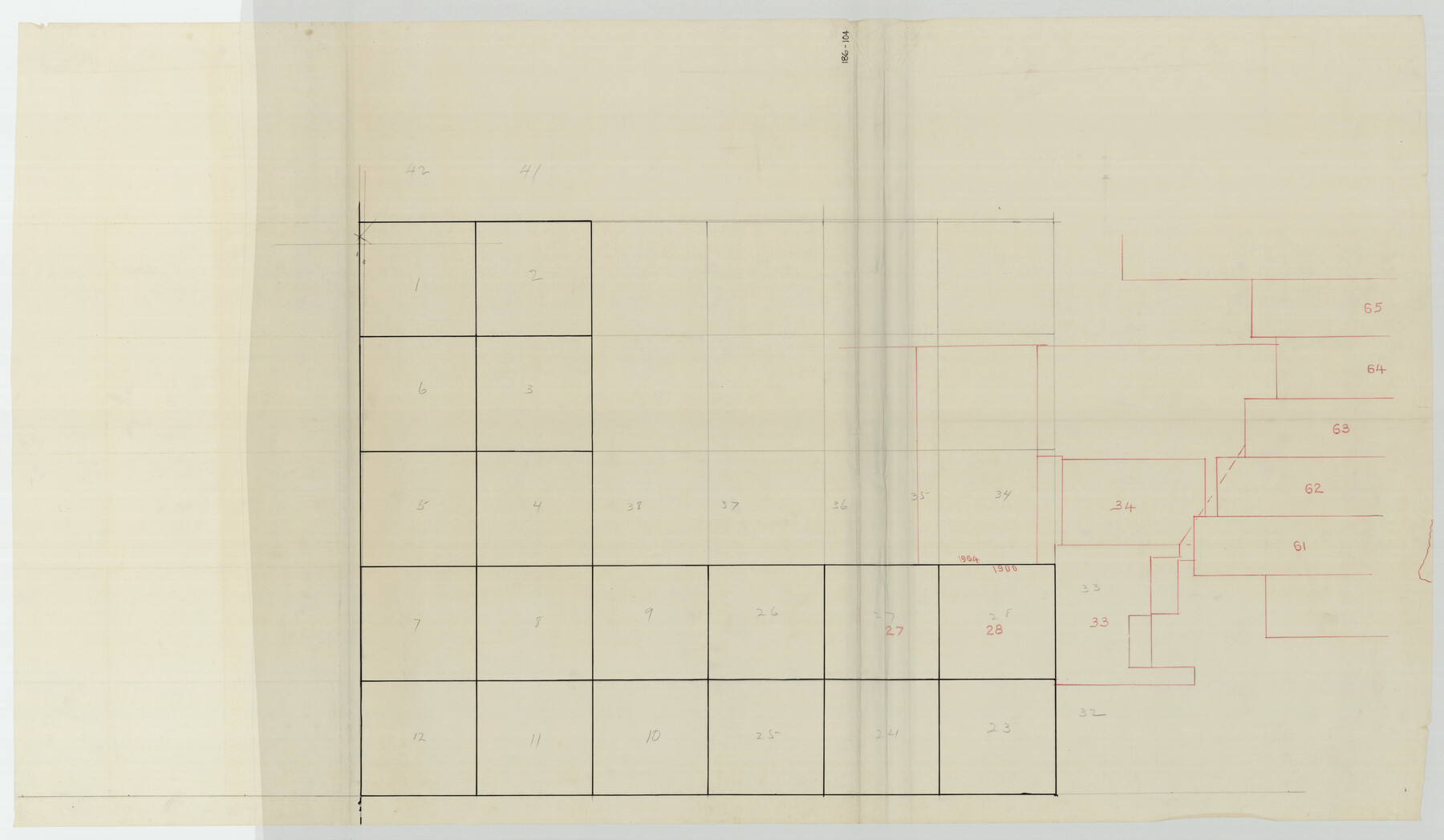 93187, [Skeleton Sketch of G. C. & S. F. Block 194 and sections 60-65, I. & G. N. Block 1], Twichell Survey Records