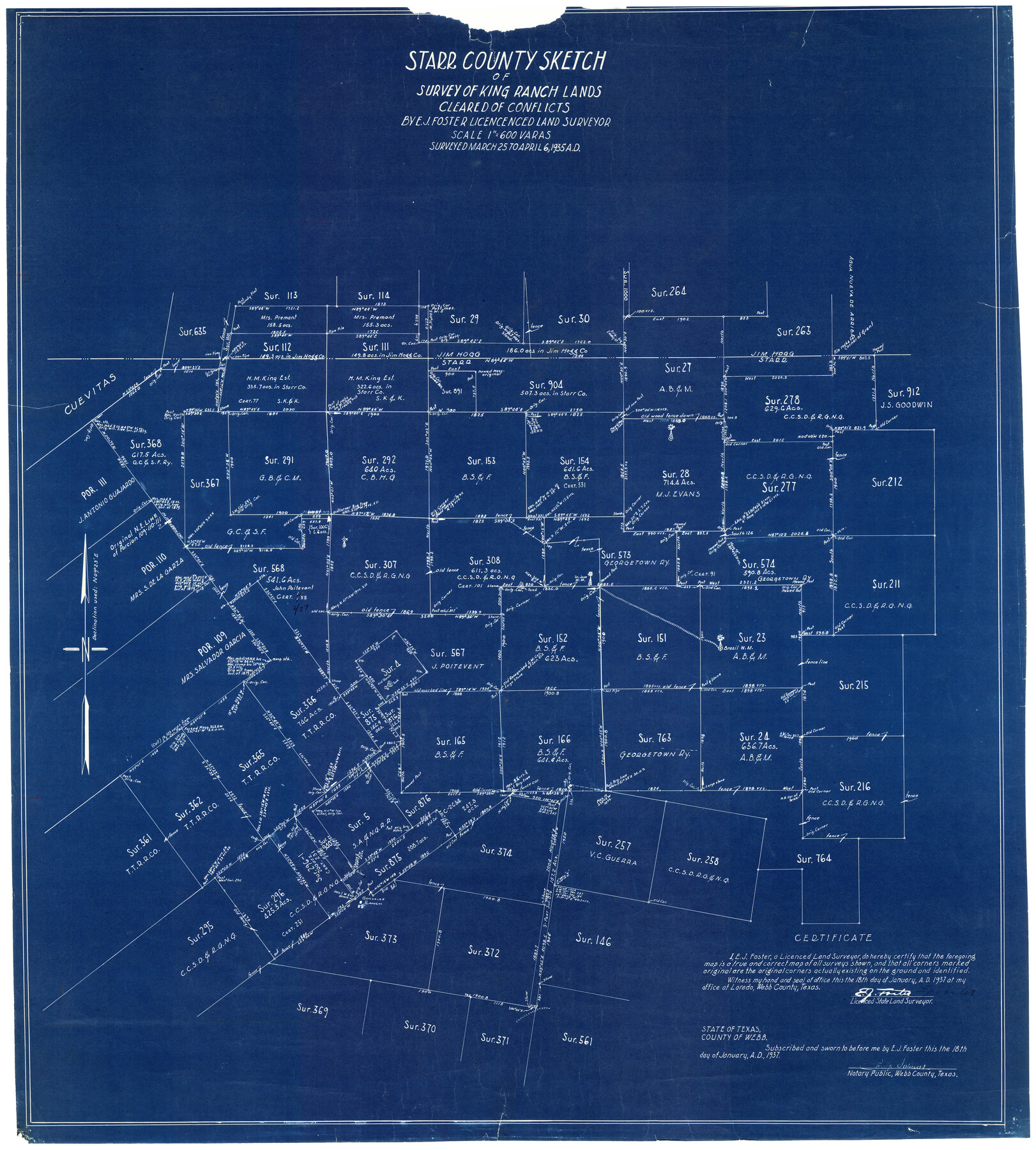 9320, Jim Hogg County Rolled Sketch EJF, General Map Collection
