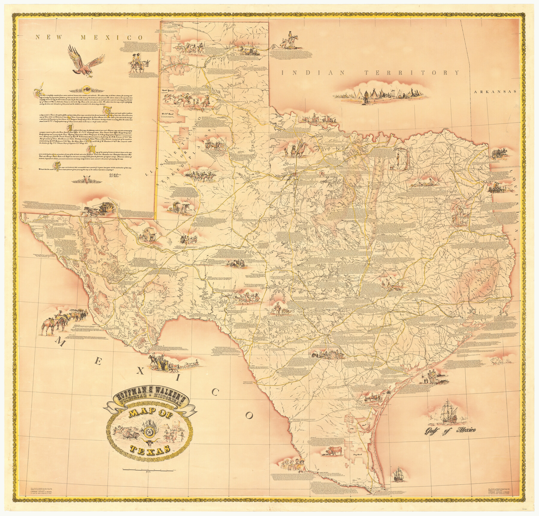 93275, Hoffman and Walker's Pictorial, Historical Map of Texas, General Map Collection