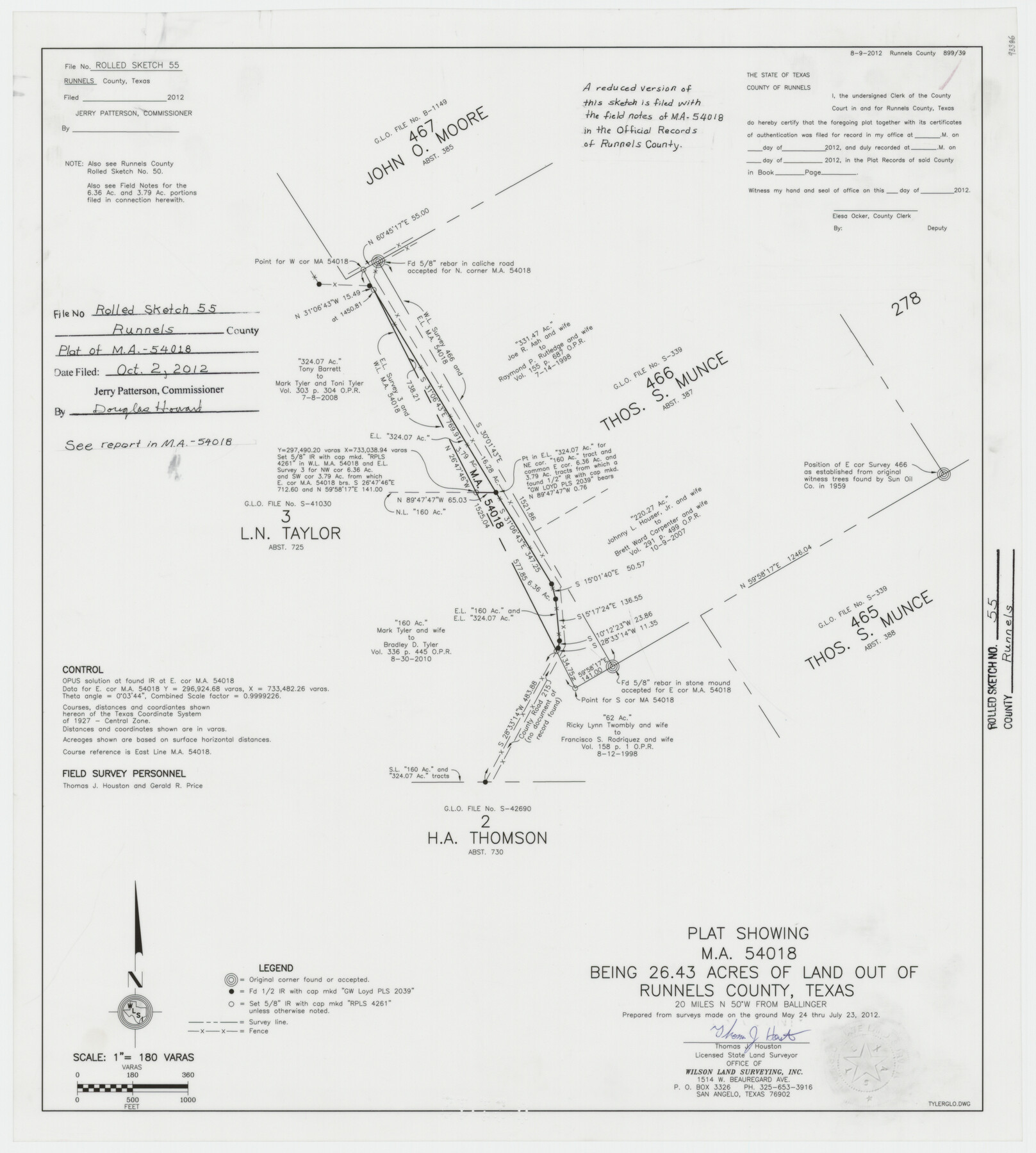 93386, Runnels County Rolled Sketch 55, General Map Collection