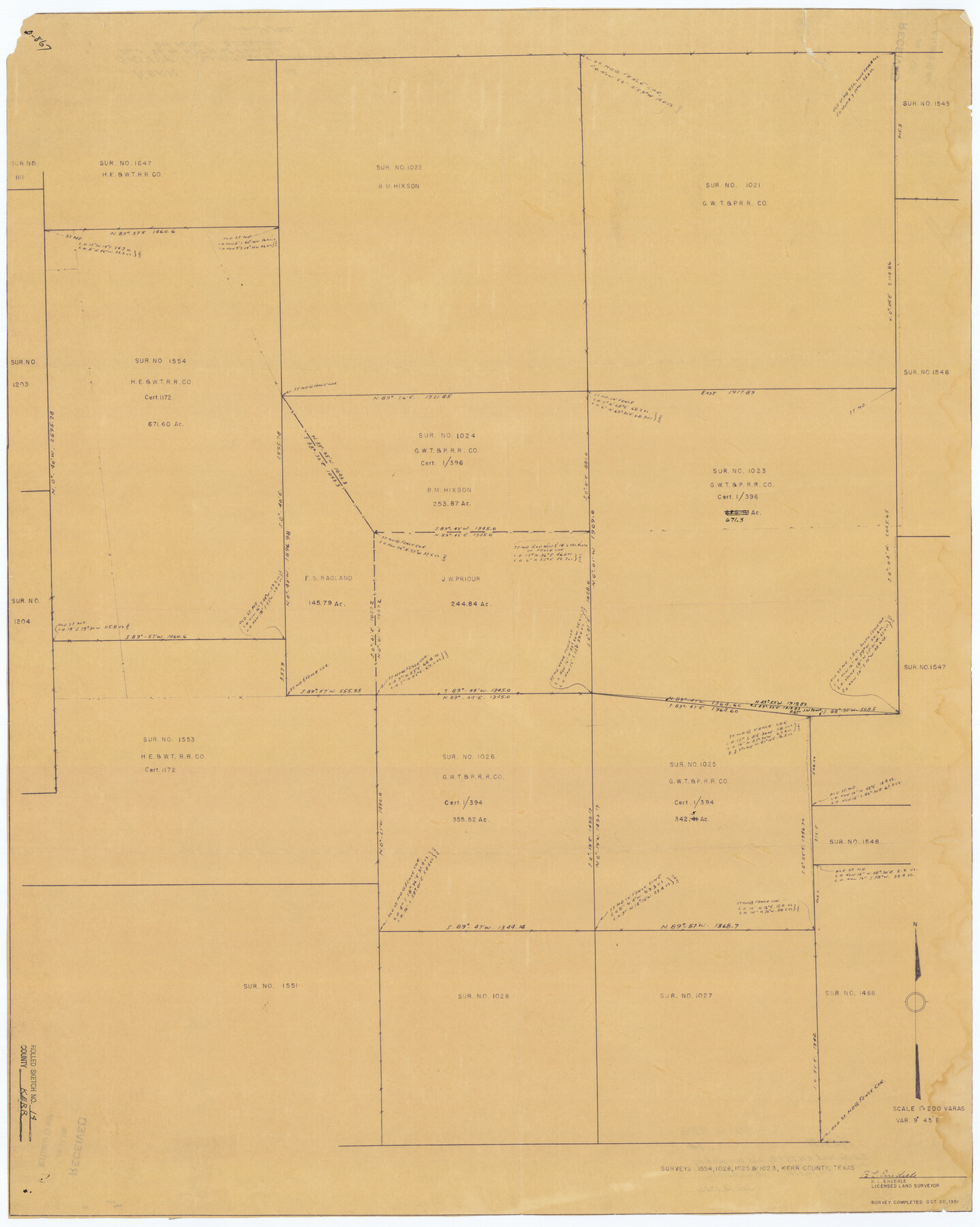 9345, Kerr County Rolled Sketch 14, General Map Collection
