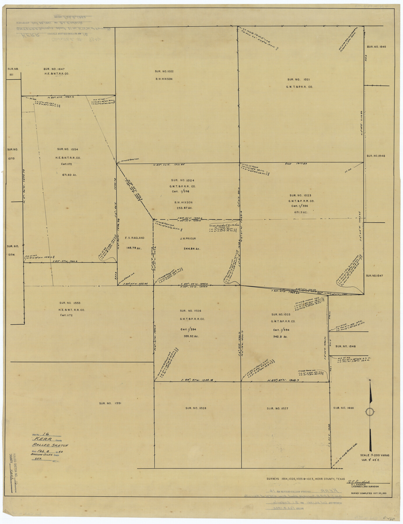 9346, Kerr County Rolled Sketch 16, General Map Collection