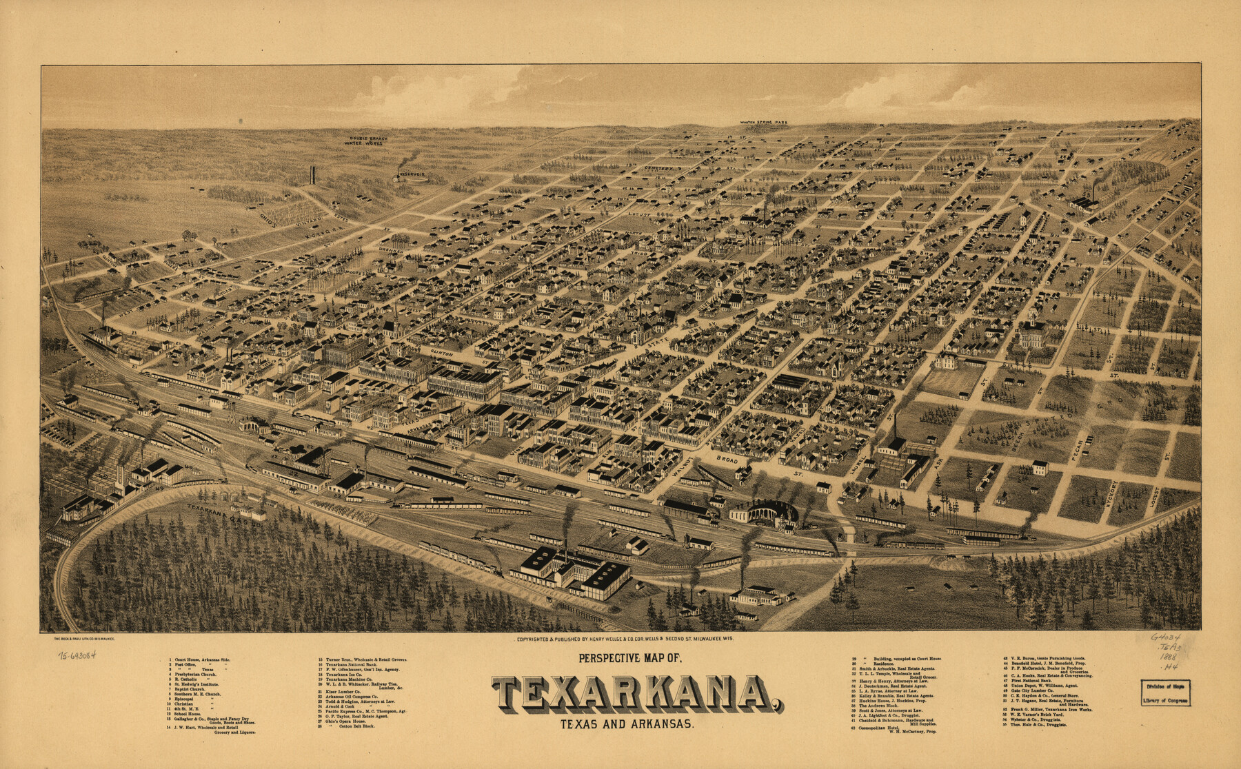 93485, Perspective Map of Texarkana, Texas and Arkansas, Library of Congress