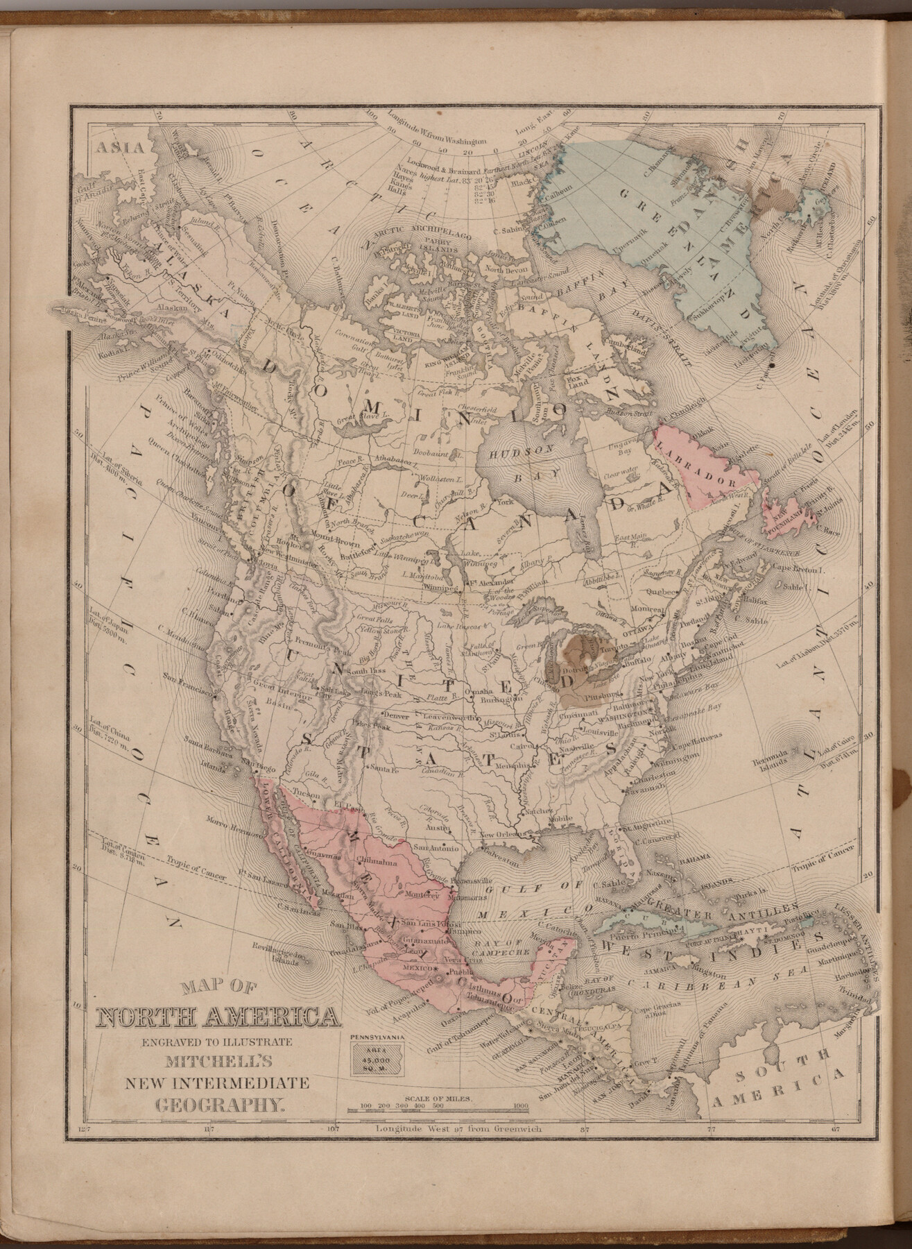93512, Map of North America engraved to illustrate Mitchell's new intermediate geography, General Map Collection