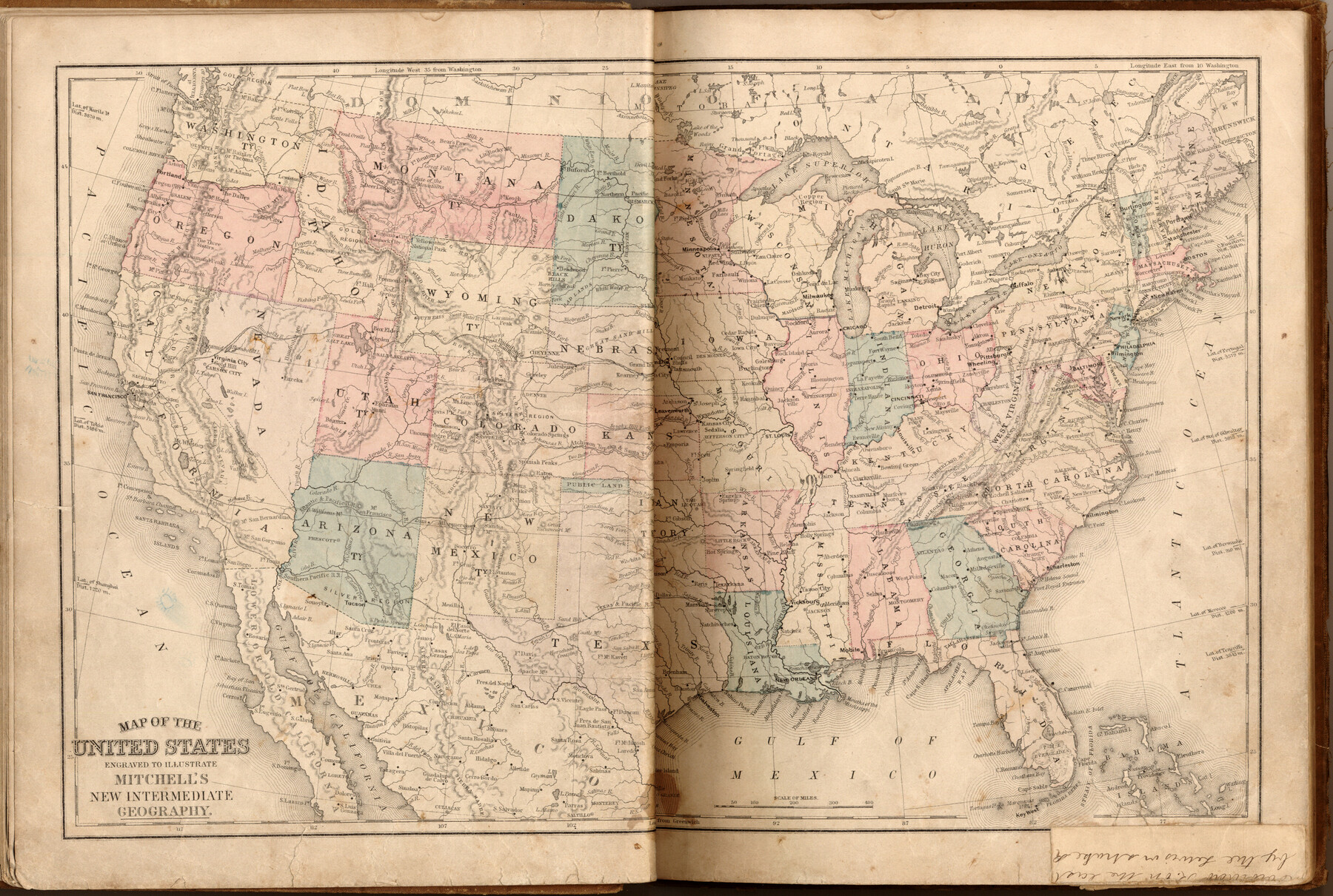 93514, Map of the United States engraved to illustrate Mitchell's new intermediate geography, General Map Collection

