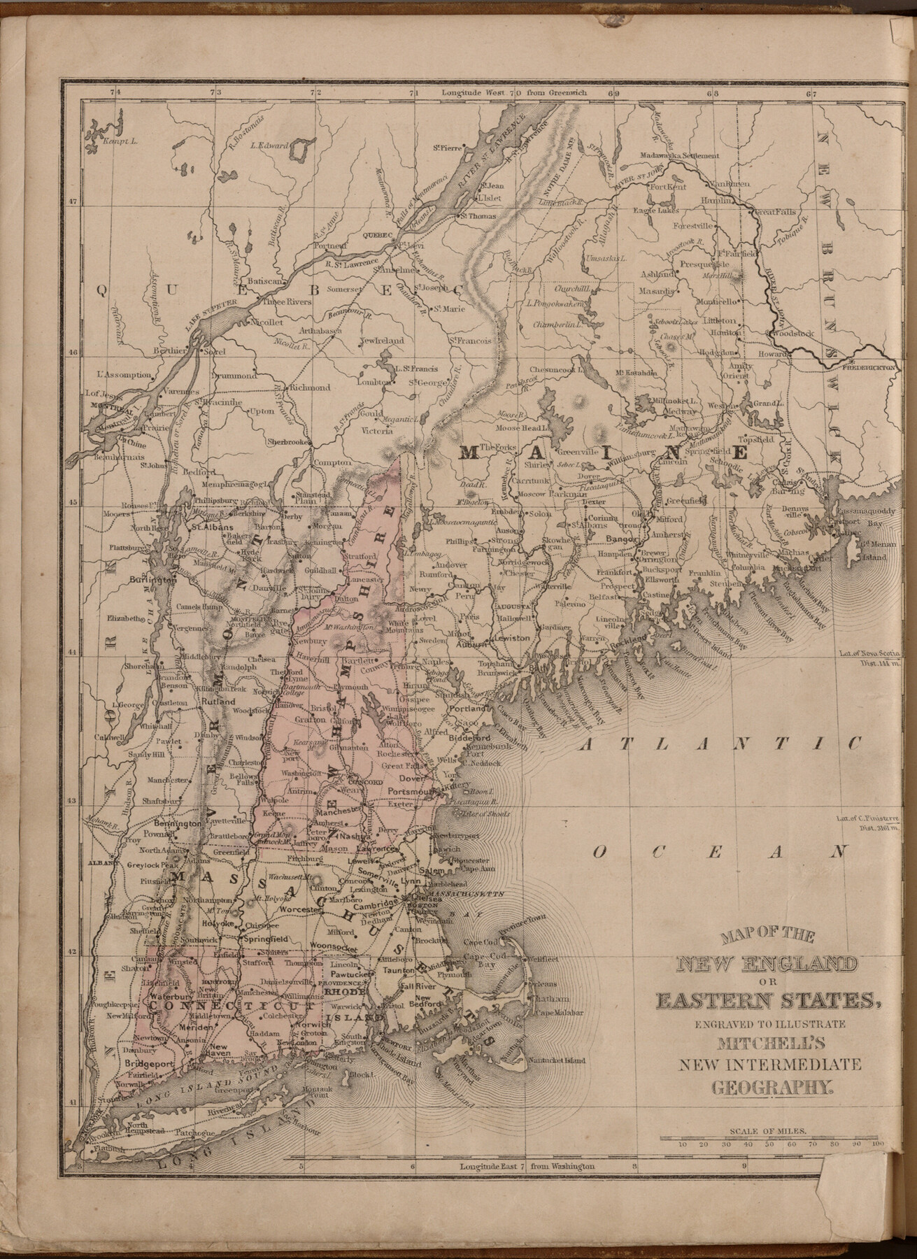 93515, Map of the New England or Eastern States engraved to illustrate Mitchell's new intermediate geography, General Map Collection
