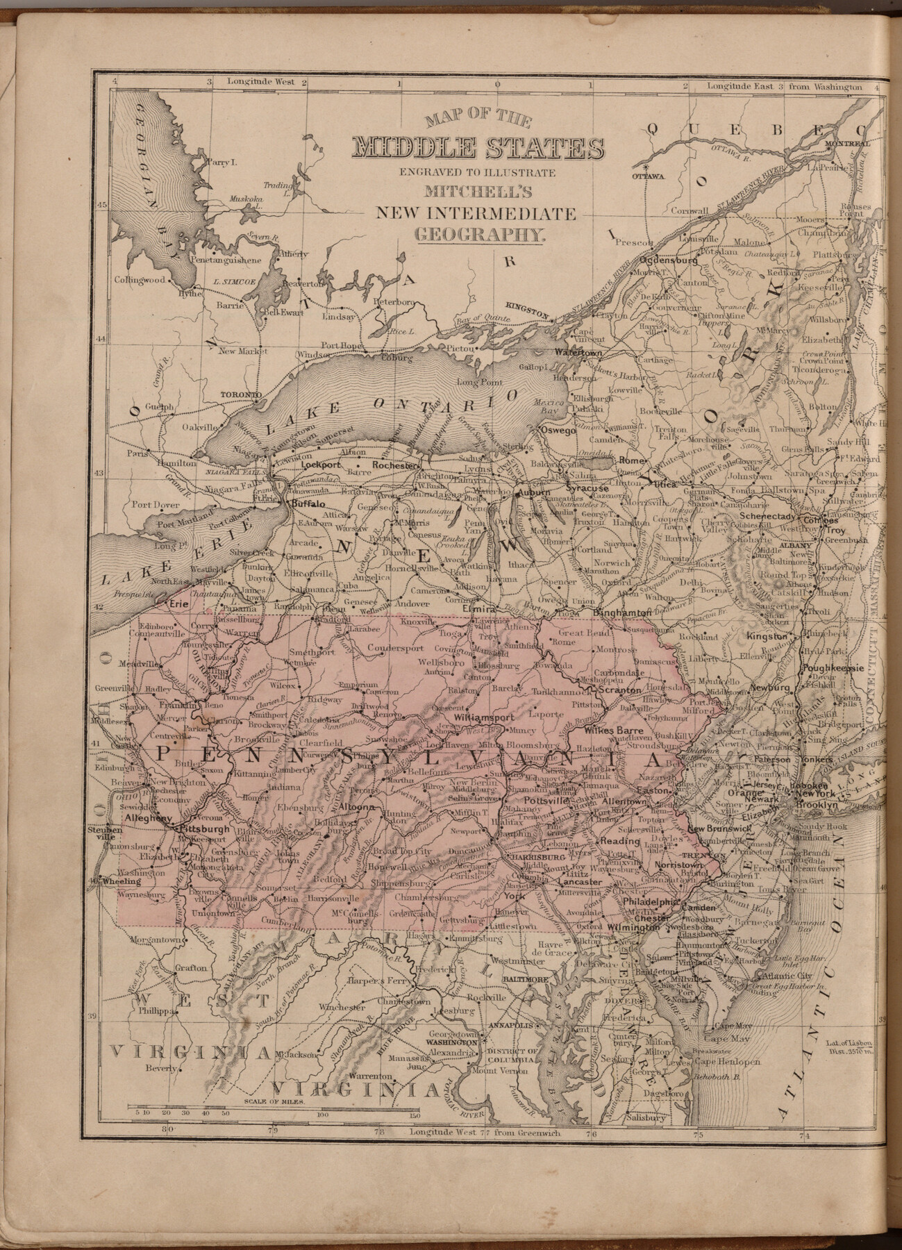 93516, Map of the Middle States engraved to illustrate Mitchell's new intermediate geography, General Map Collection