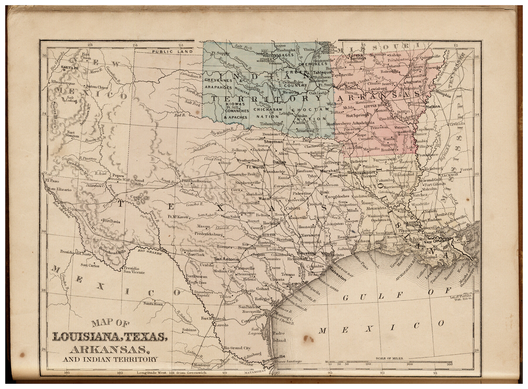93519, Map of Louisiana, Texas, Arkansas and Indian Territory, General Map Collection
