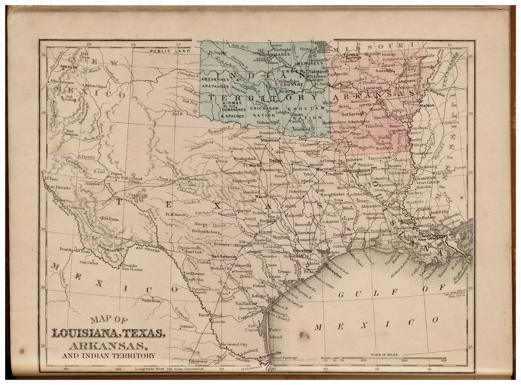 93519, Map of Louisiana, Texas, Arkansas and Indian Territory, General Map Collection
