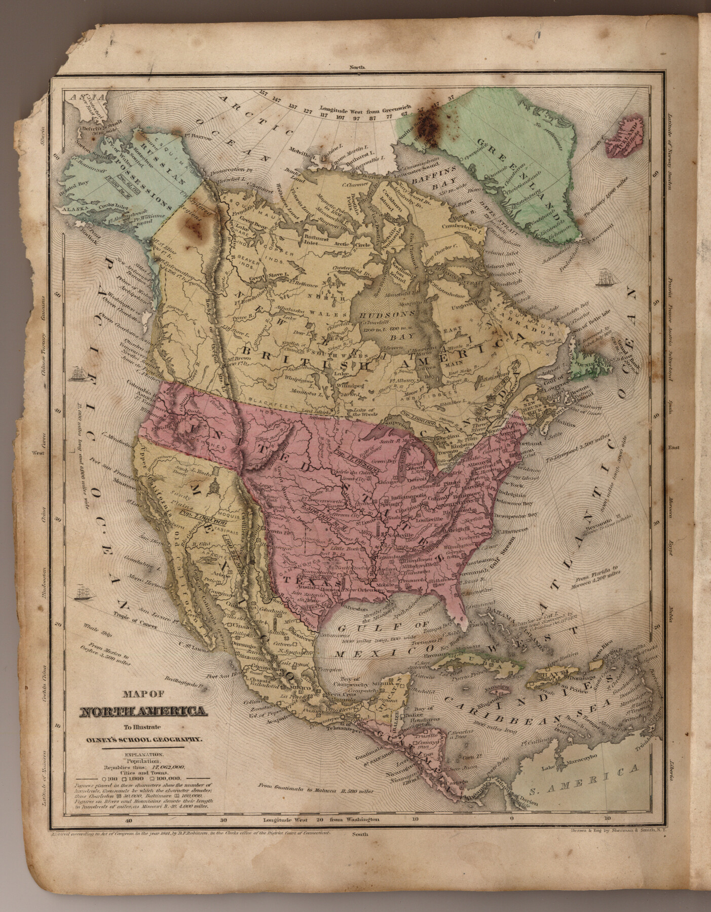93536, Map of North America to illustrate Olney's school geography, General Map Collection
