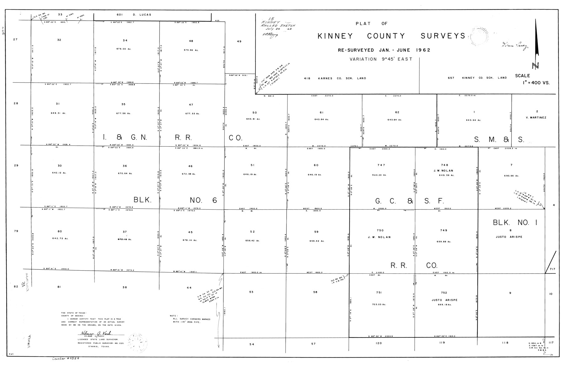 9354, Kinney County Rolled Sketch 15, General Map Collection