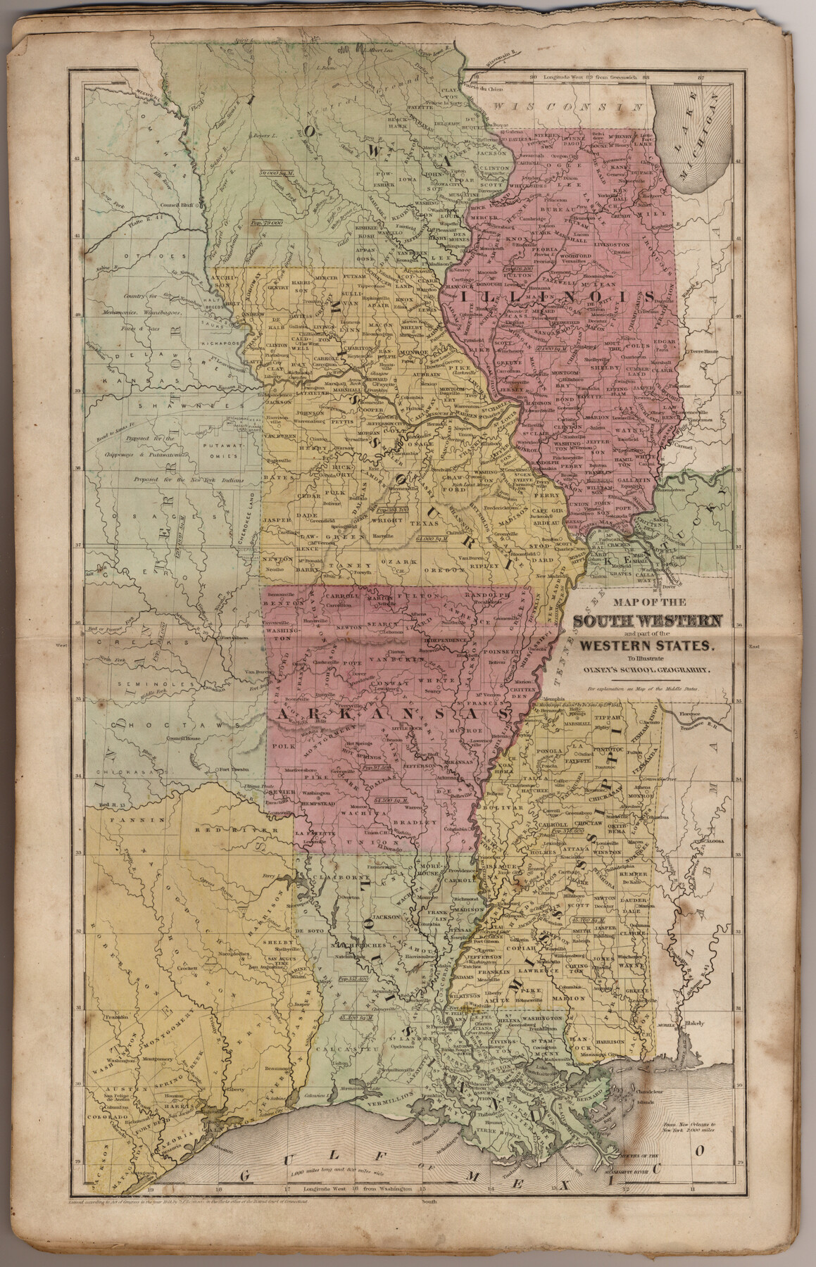 93541, Map of the Southwestern and part of the Western States to illustrate Olney's school geography, General Map Collection