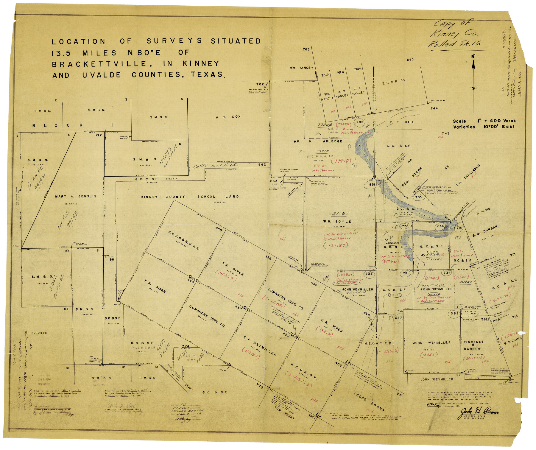 9355, Kinney County Rolled Sketch 16, General Map Collection
