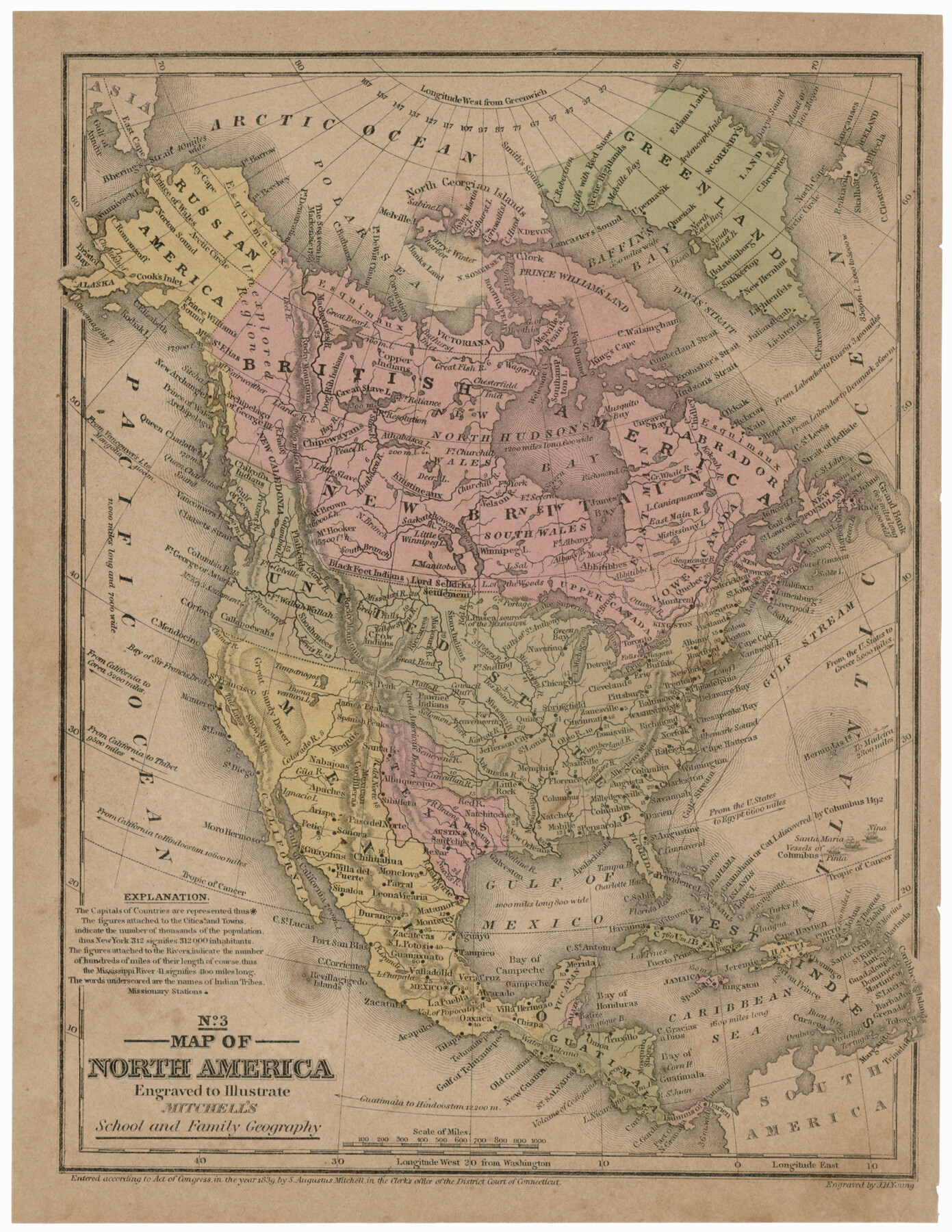 93552, Map of North America engraved to illustrate Mitchell's school and family geography, Non-GLO Digital Images