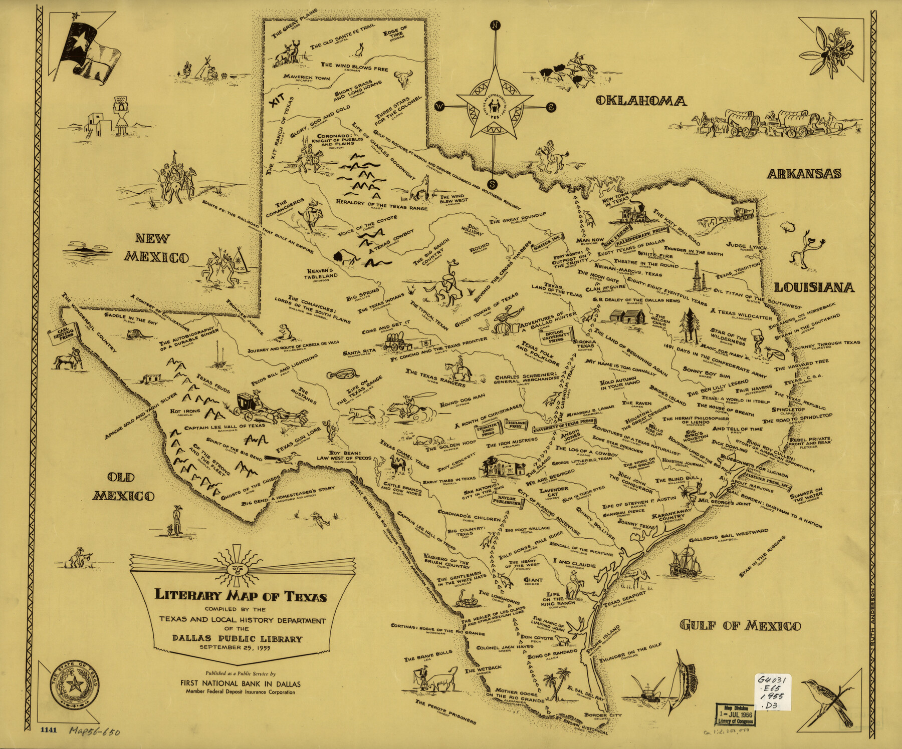 93563, Literary Map of Texas, Library of Congress