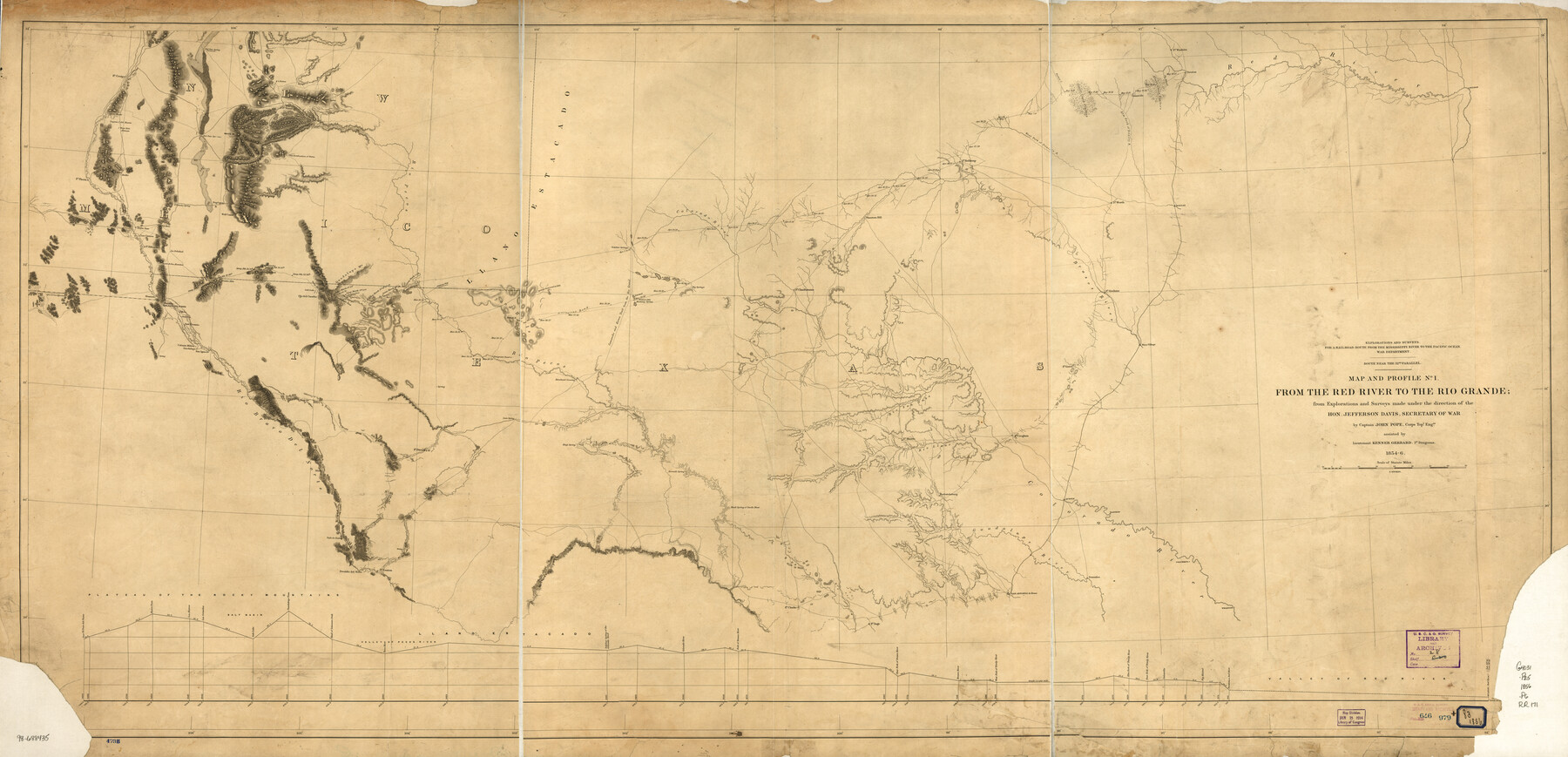 93581, From the Red River to the Rio Grande from explorations and surveys made under the direction of the Hon. Jefferson Davis, Secretary of War by Captain John Pope, Corps Topl. Engrs. assisted by Lieutenant Kenner Gerrard, 1st Dragoons, 1854-6, Library of Congress