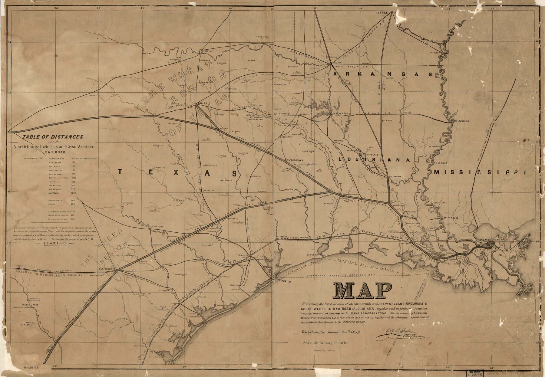 93582, Map exhibiting the fixed location of the main trunk of the New-Orleans, Opelousas & Great Western Railroad of Louisiana…, Library of Congress