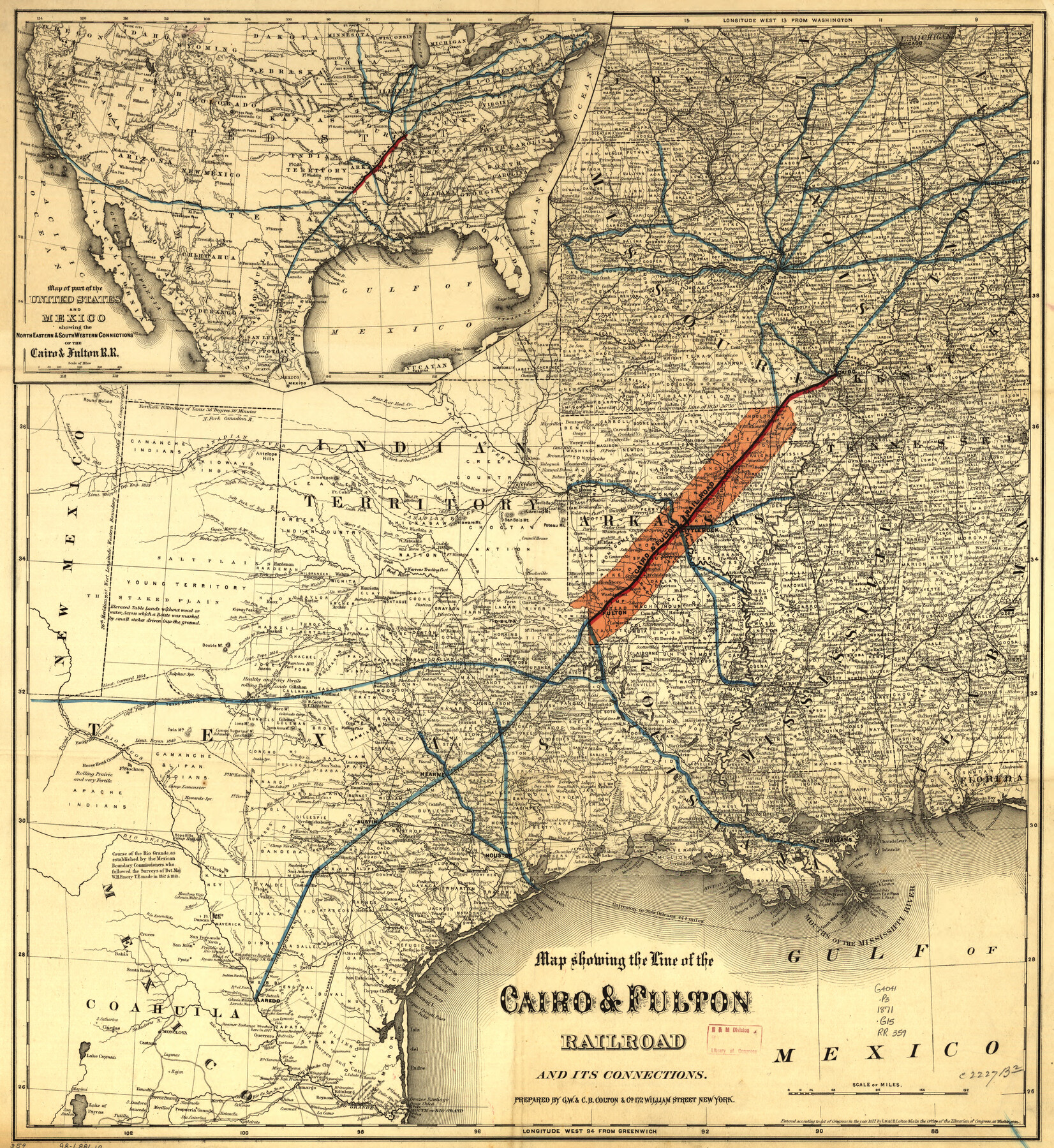 93611, Map showing the line of the Cairo & Fulton Railroad and its connections., Library of Congress