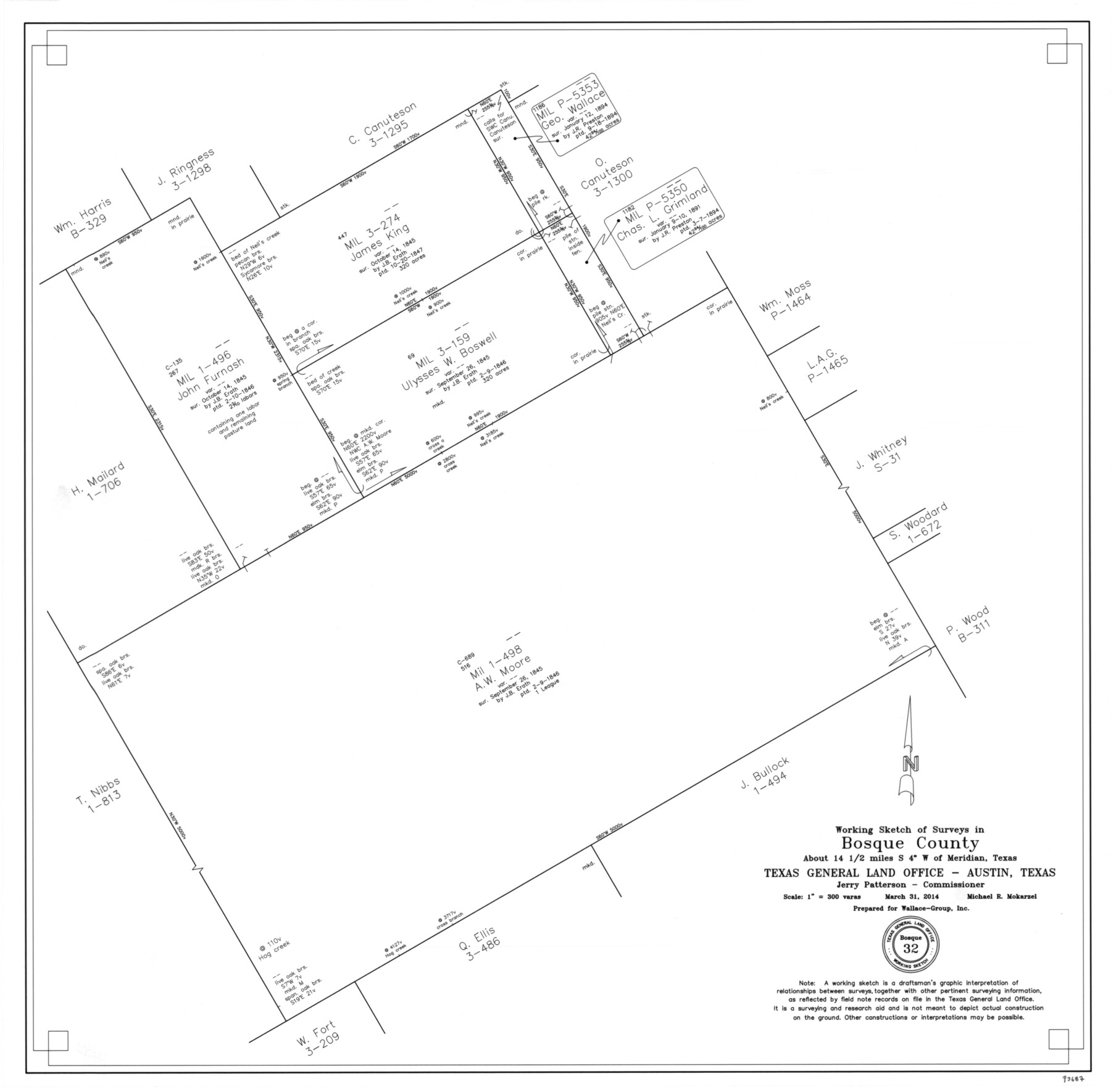 93687, Bosque County Working Sketch 32, General Map Collection