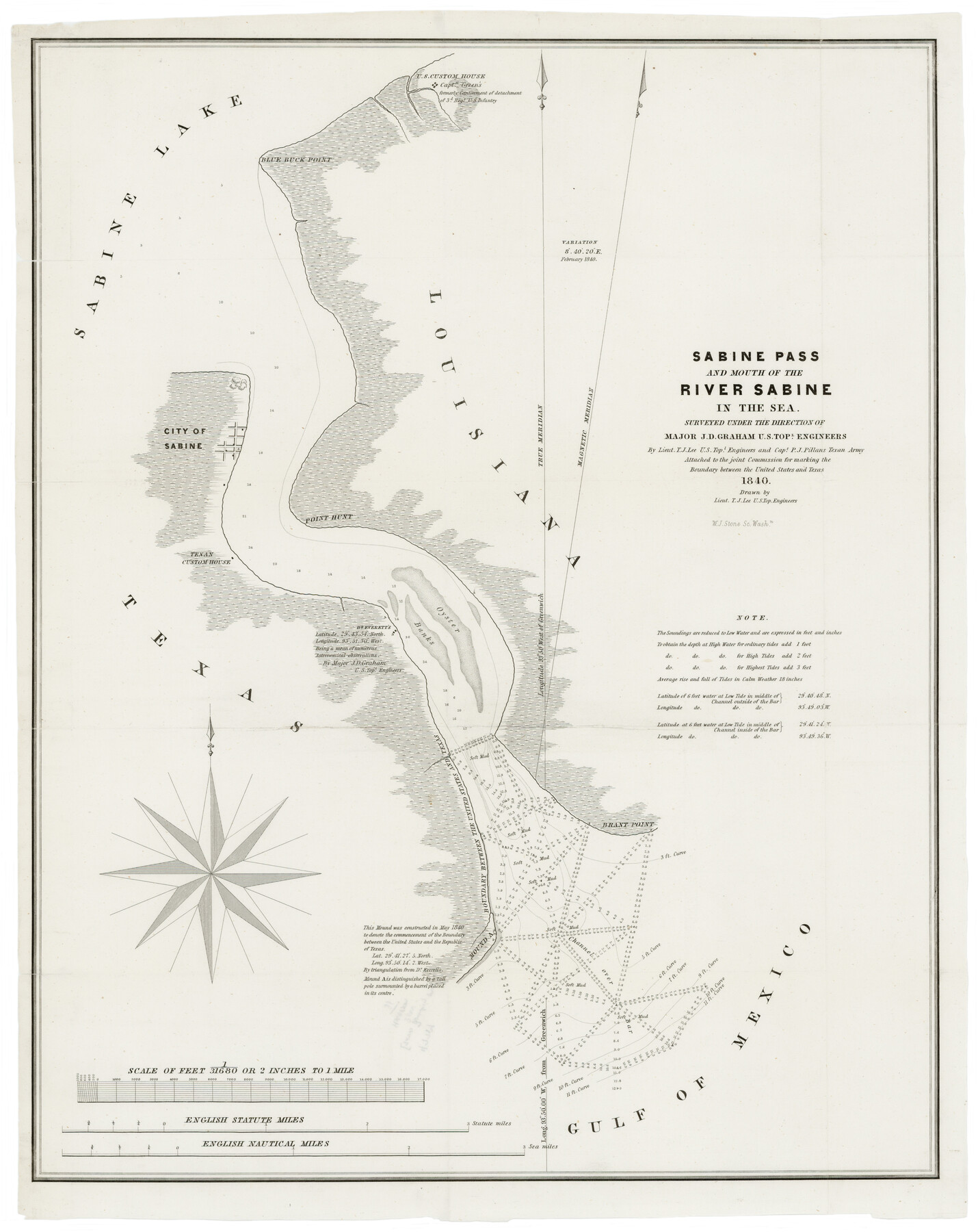 93766, Sabine Pass and mouth of the River Sabine in the sea, Rees-Jones Digital Map Collection