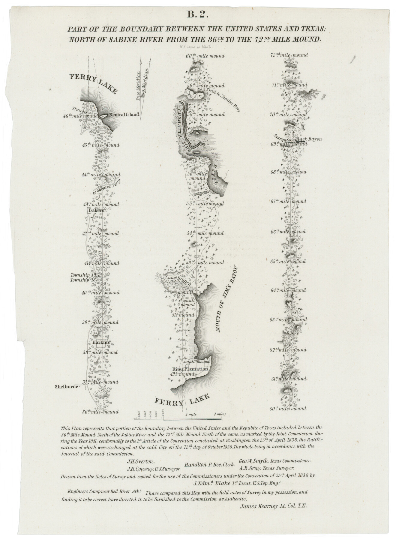 93770, Part of the boundary between the United States and Texas; north of Sabine River from the 36th to the 72nd mile mound, Rees-Jones Digital Map Collection