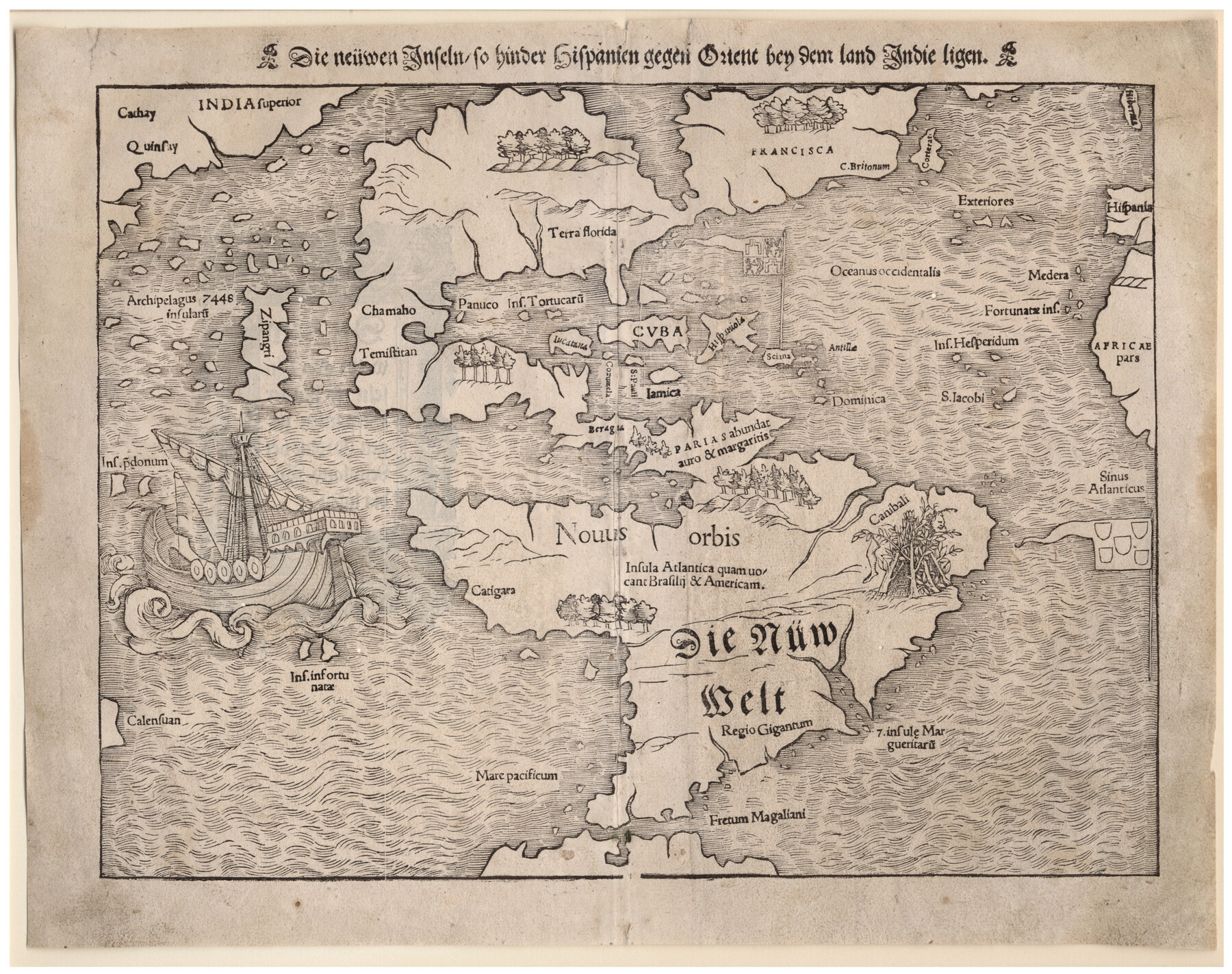 93803, Die Neüwen Inseln / so hinder Hispanien gegen Orient bey dem Landt Indie ligen, Holcomb Digital Map Collection