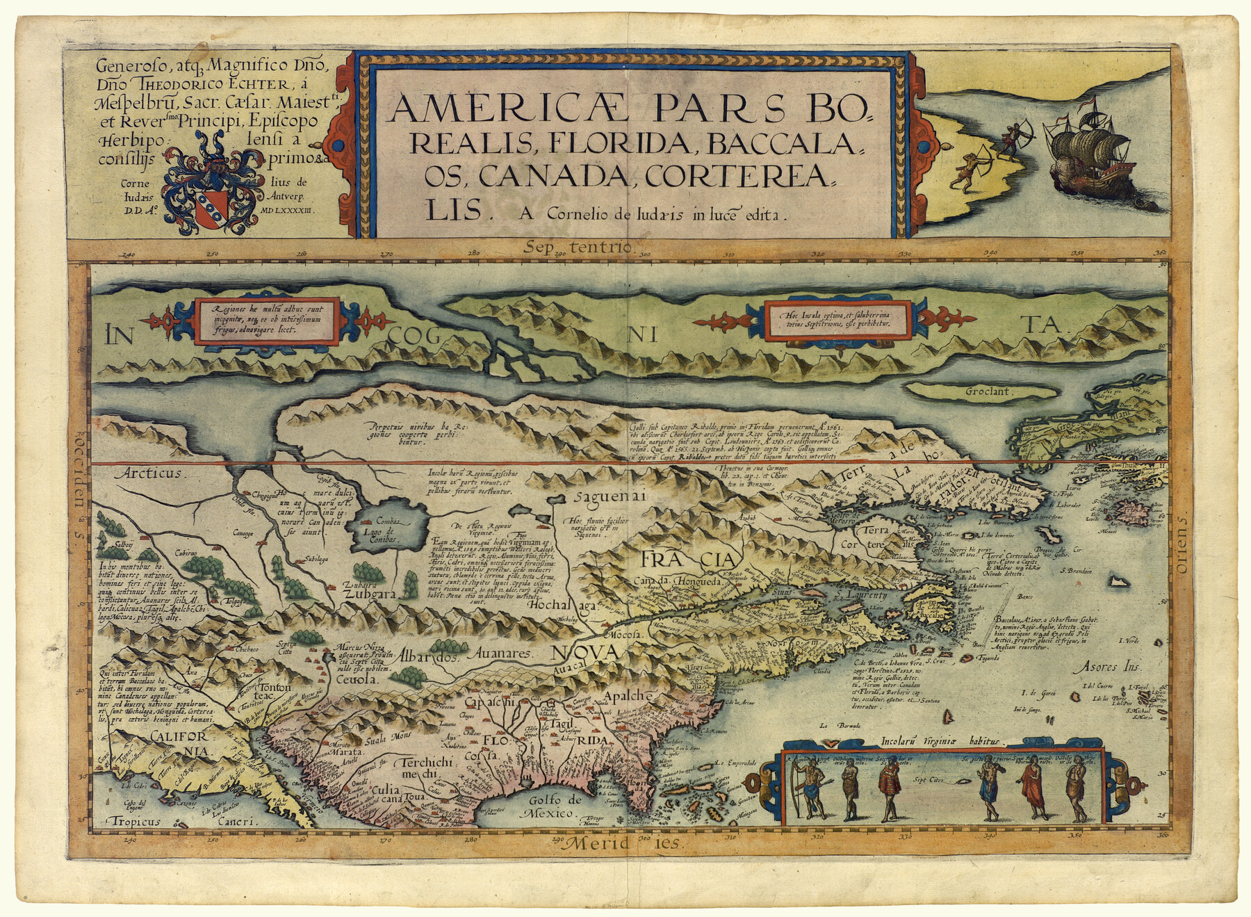 93832, Americae Pars Borealis, Florida, Baccalaos, Canada, Corterealis, Holcomb Digital Map Collection