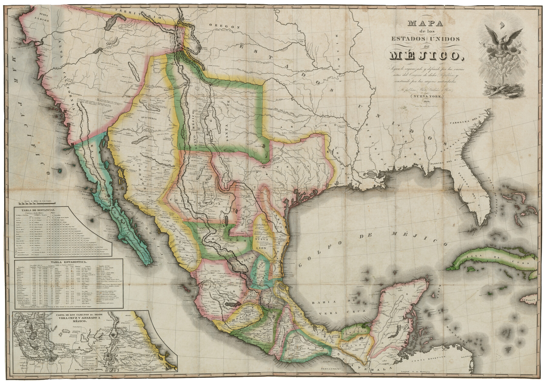 93846, Mapa de los Estados Unidos de Méjico, Segun lo organizado y definido por las varias actas del Congreso de dicha Republica: y construido por las mejores autoridades, Holcomb Digital Map Collection