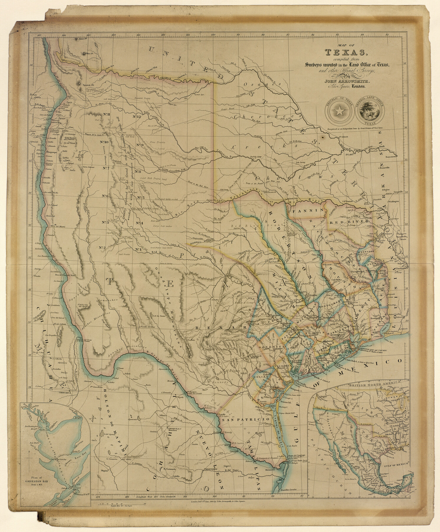 93863, Map of Texas compiled from surveys recorded in the Land Office of Texas, and other official surveys, Holcomb Digital Map Collection
