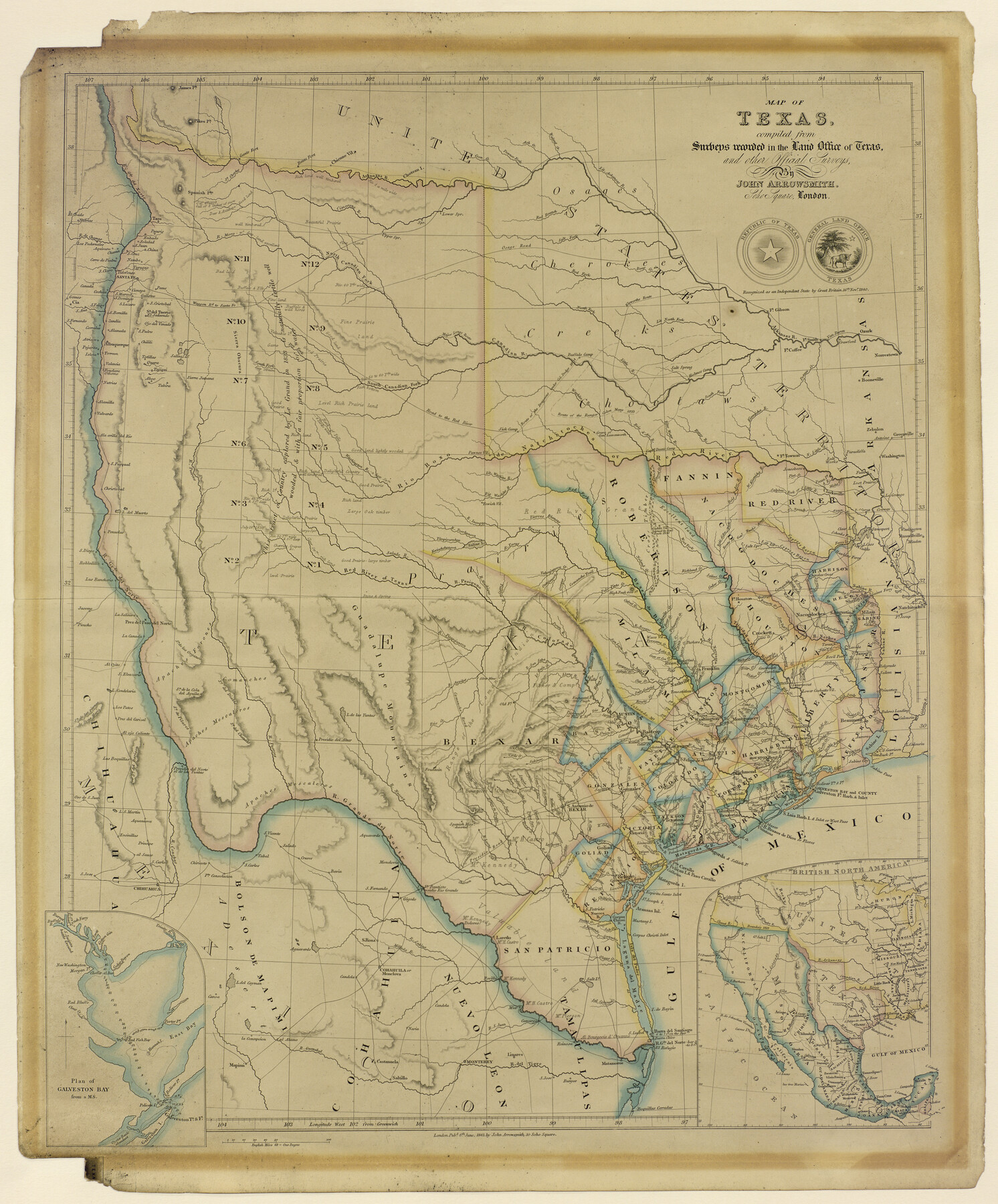 93863, Map of Texas compiled from surveys recorded in the Land Office of Texas, and other official surveys, Holcomb Digital Map Collection