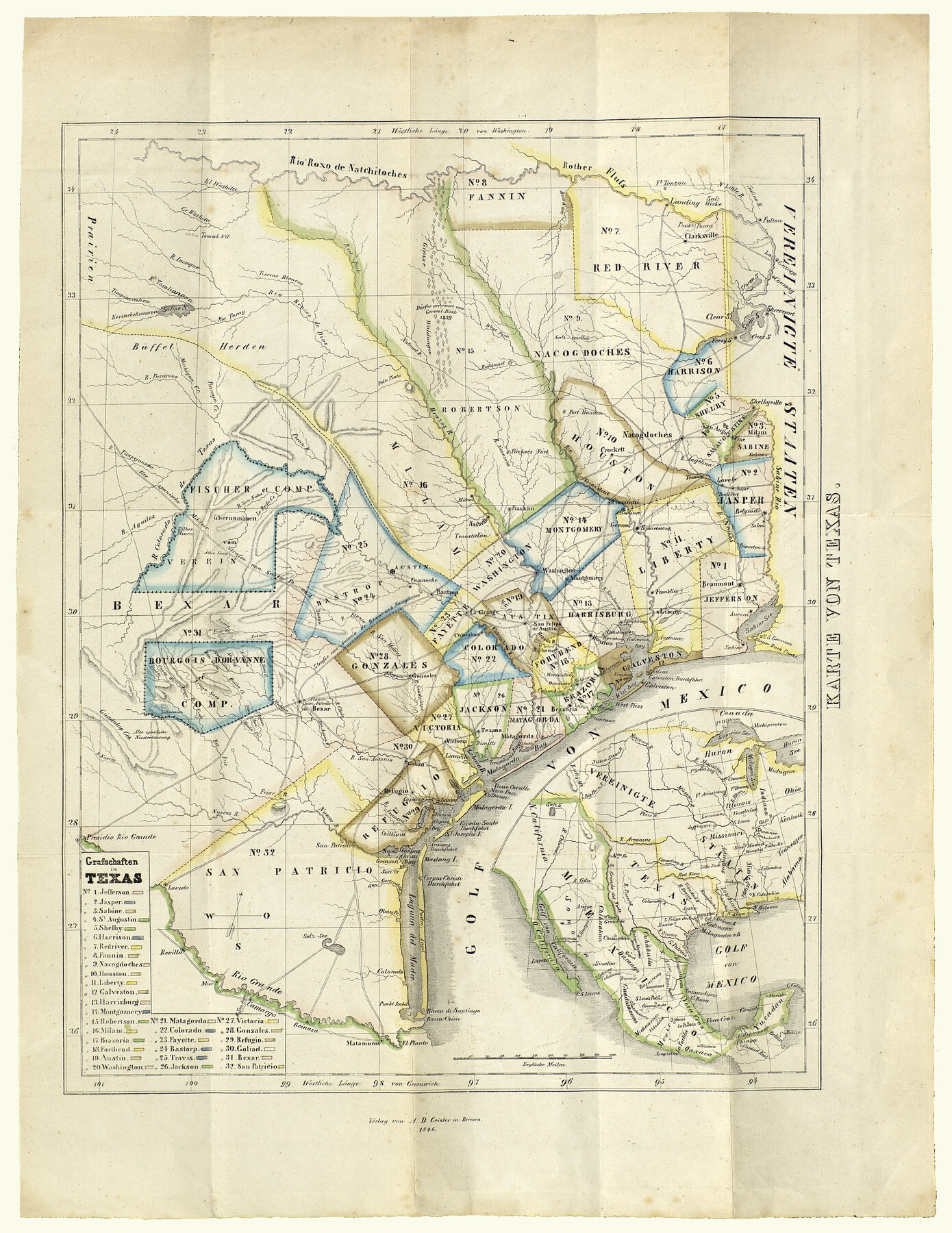93875, Karte von Texas, Holcomb Digital Map Collection