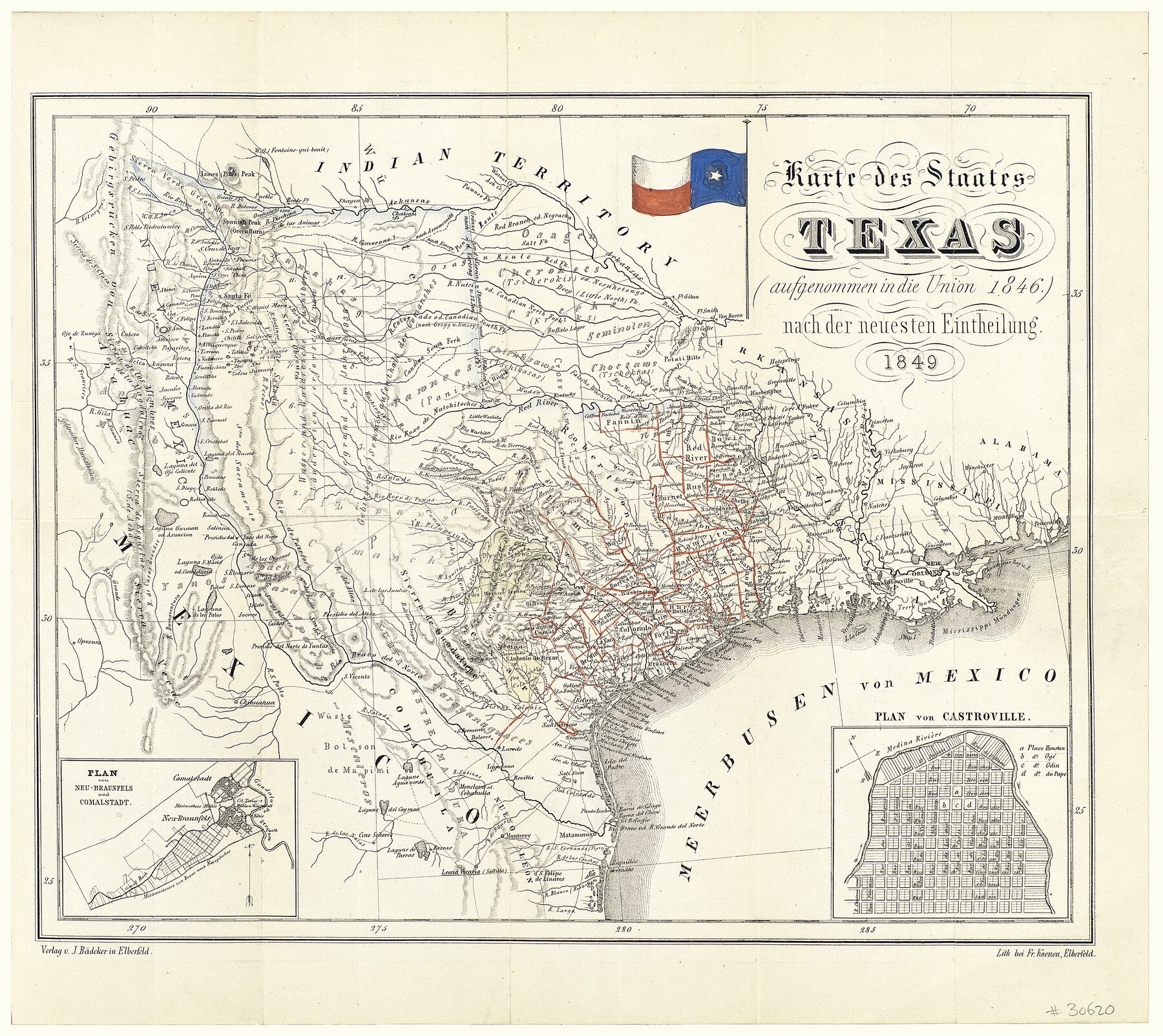 93880, Karte des Staates Texas (aufgenommen in die Union 1846) nach der neuesten Eintheilung, Holcomb Digital Map Collection