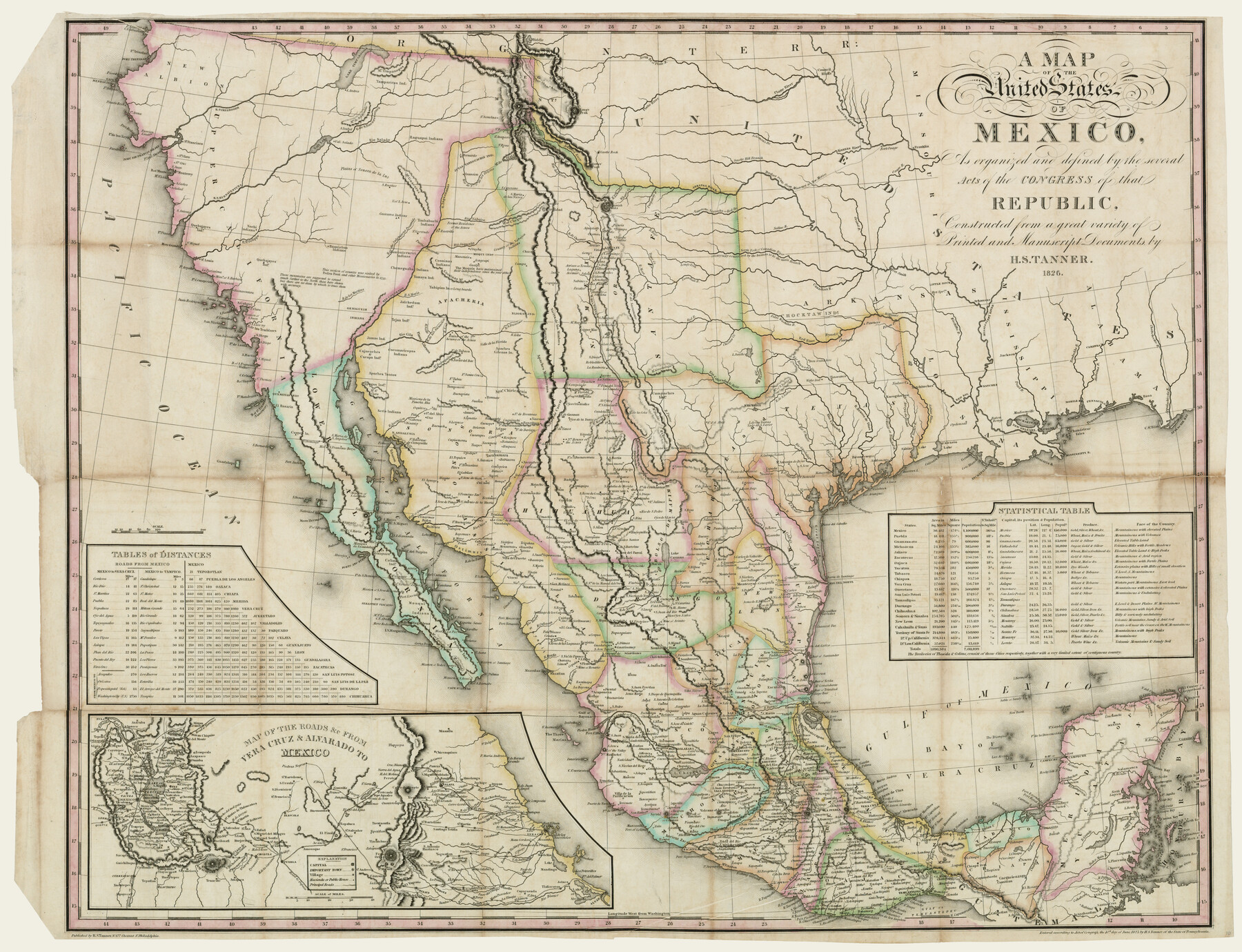 93939, A Map of the United States of Mexico as organized and defined by the several Acts of the Congress of that Republic, Rees-Jones Digital Map Collection