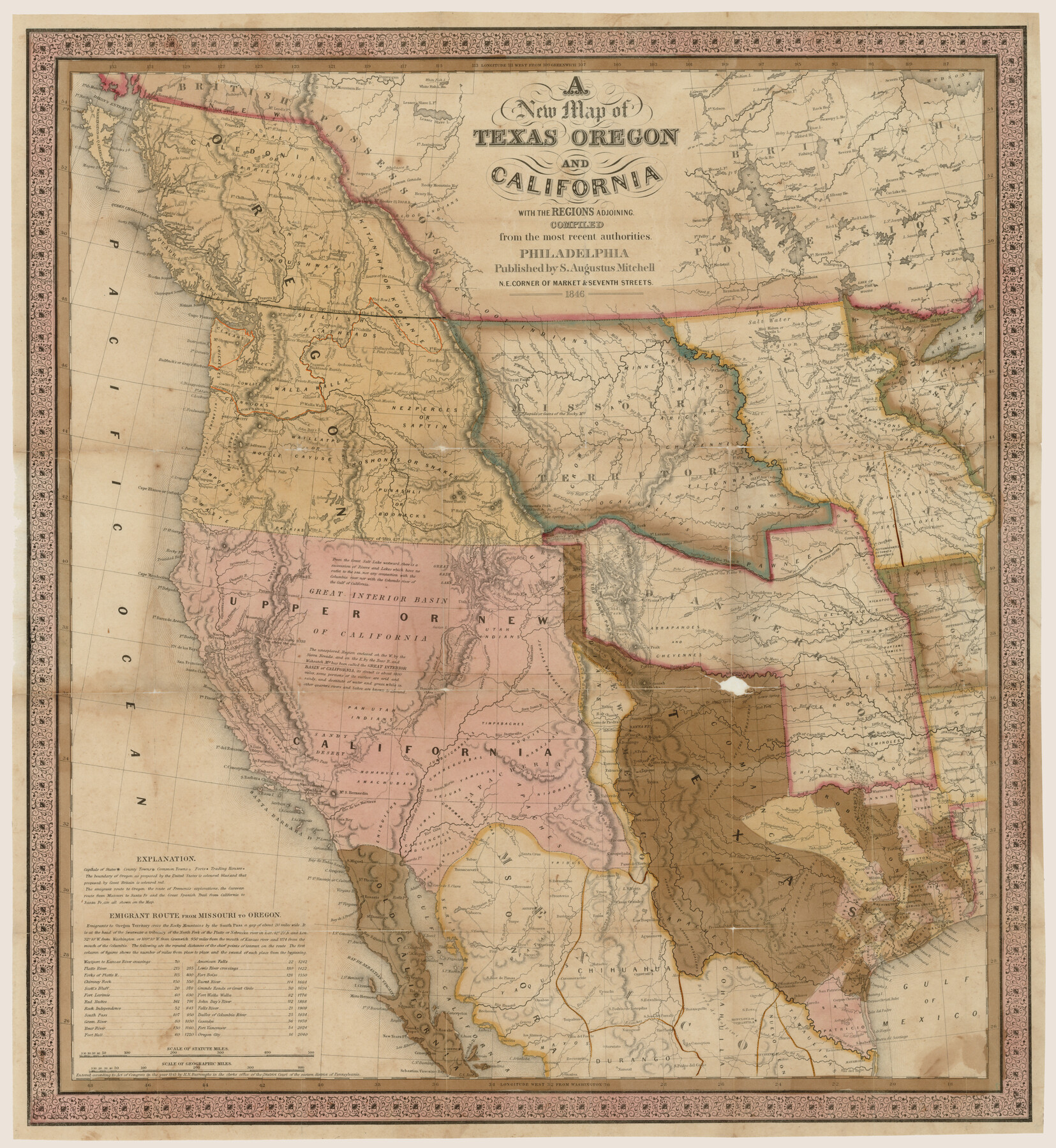 93940, A new map of Texas, Oregon and California with the regions adjoining, compiled from the most recent authorities, Rees-Jones Digital Map Collection