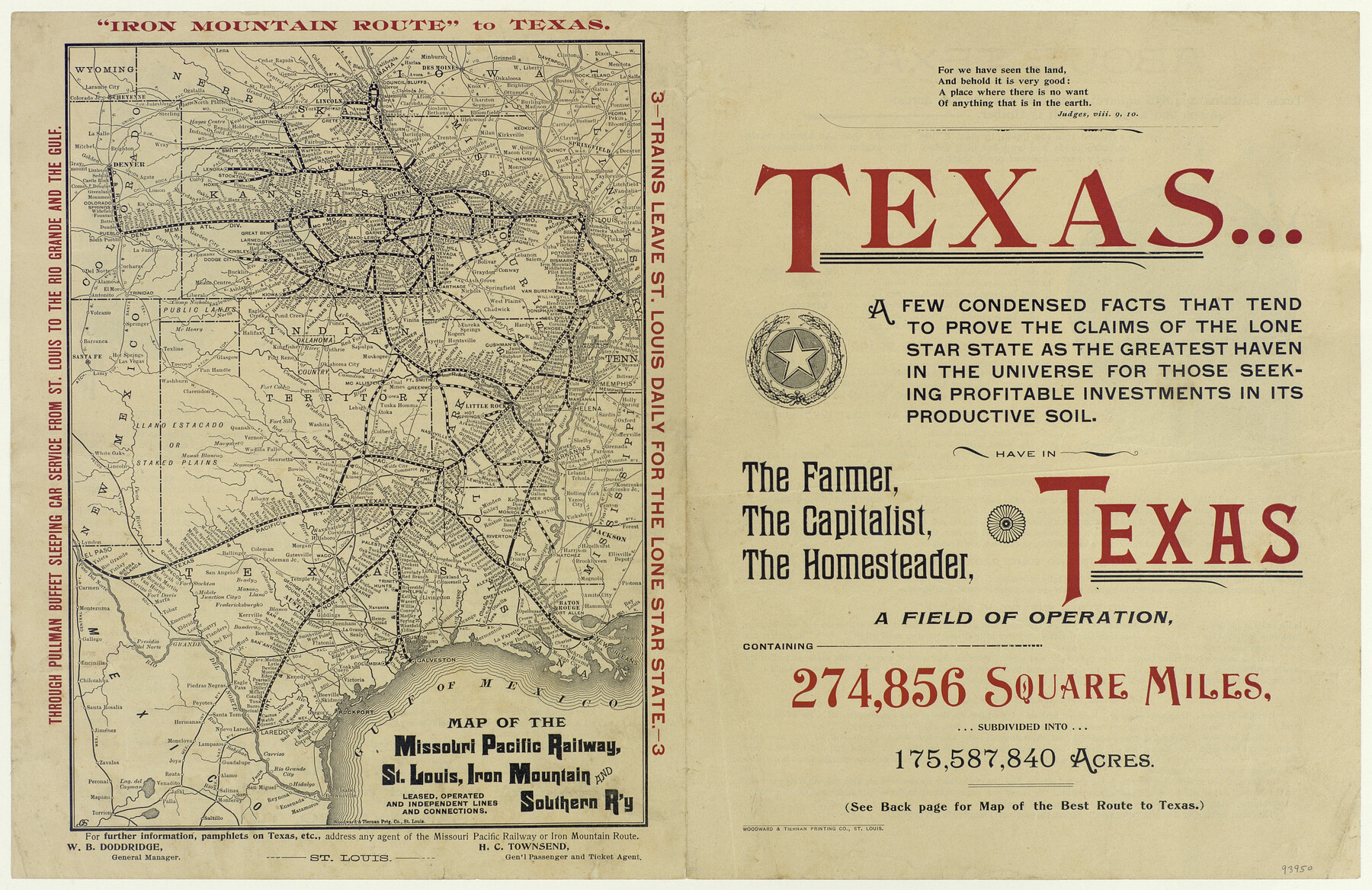 93950, Map of the Missouri Pacific Railway, St. Louis, Iron Mountain and Southern R'y, General Map Collection