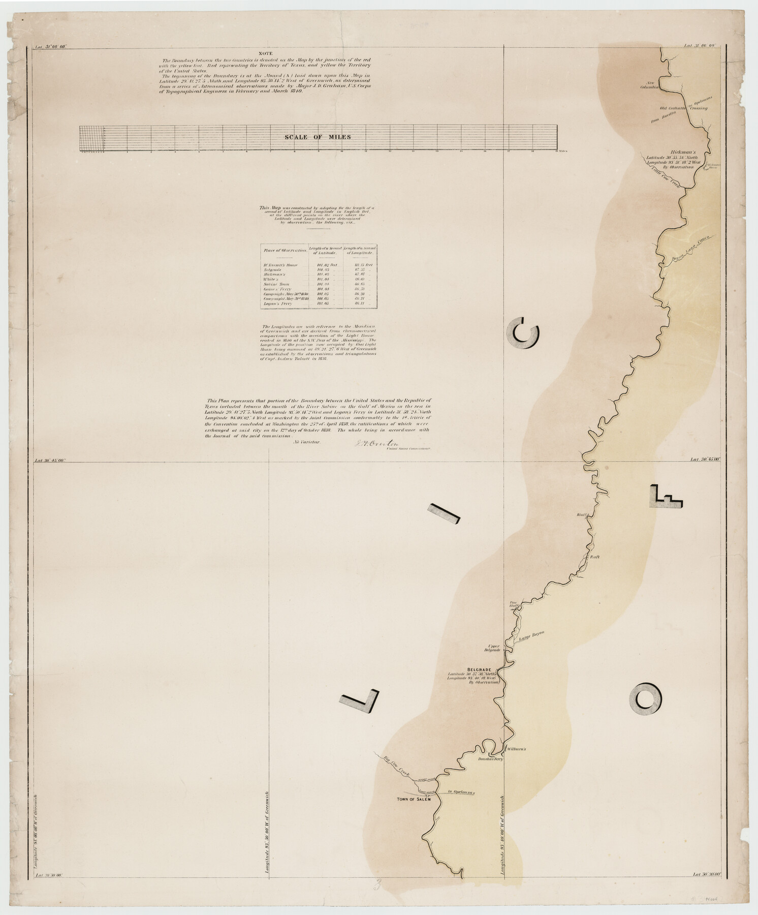 94006, [Map of the River Sabine from its mouth on the Gulf of Mexico in the sea to Logan's Ferry in Latitude 31° 58' 24" North], General Map Collection