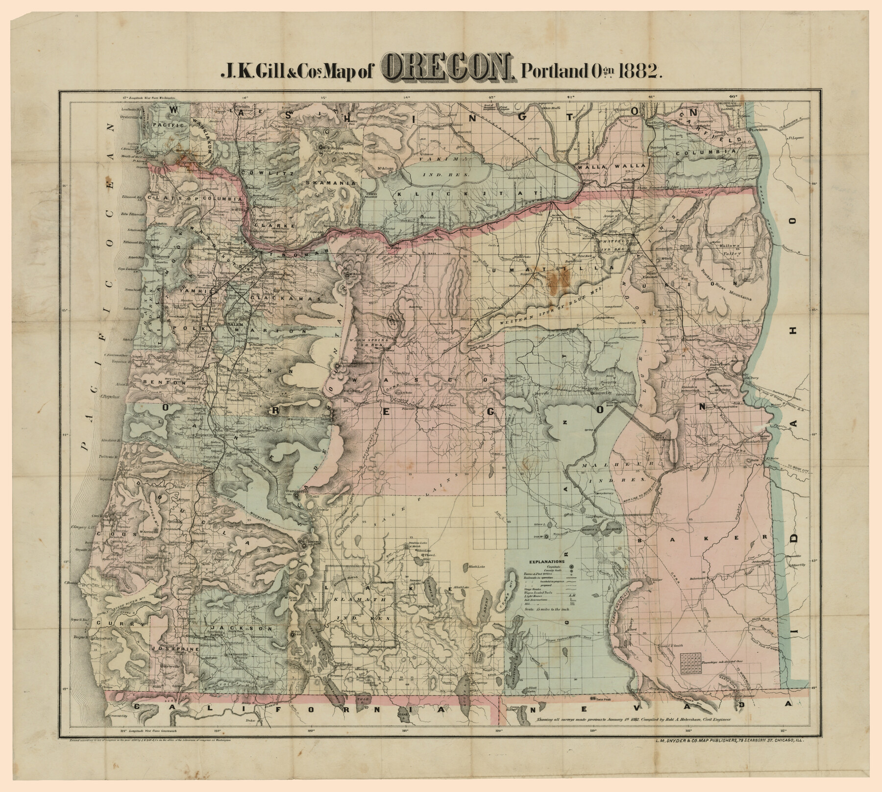 94055, J.K Gill & Cos Map of Oregon, Rees-Jones Digital Map Collection
