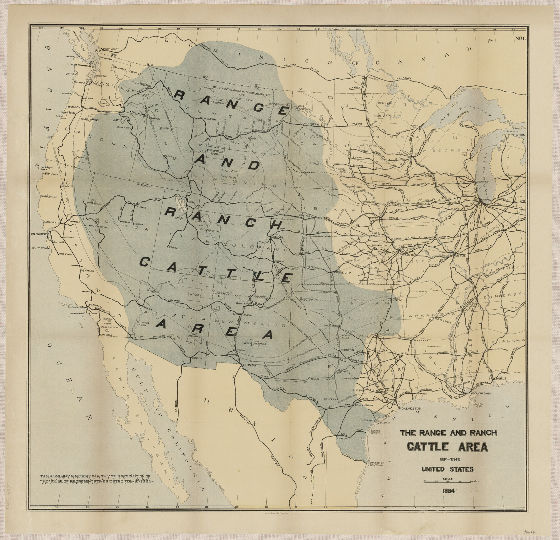 94077, The Range and Ranch Cattle Area of the United States, General Map Collection