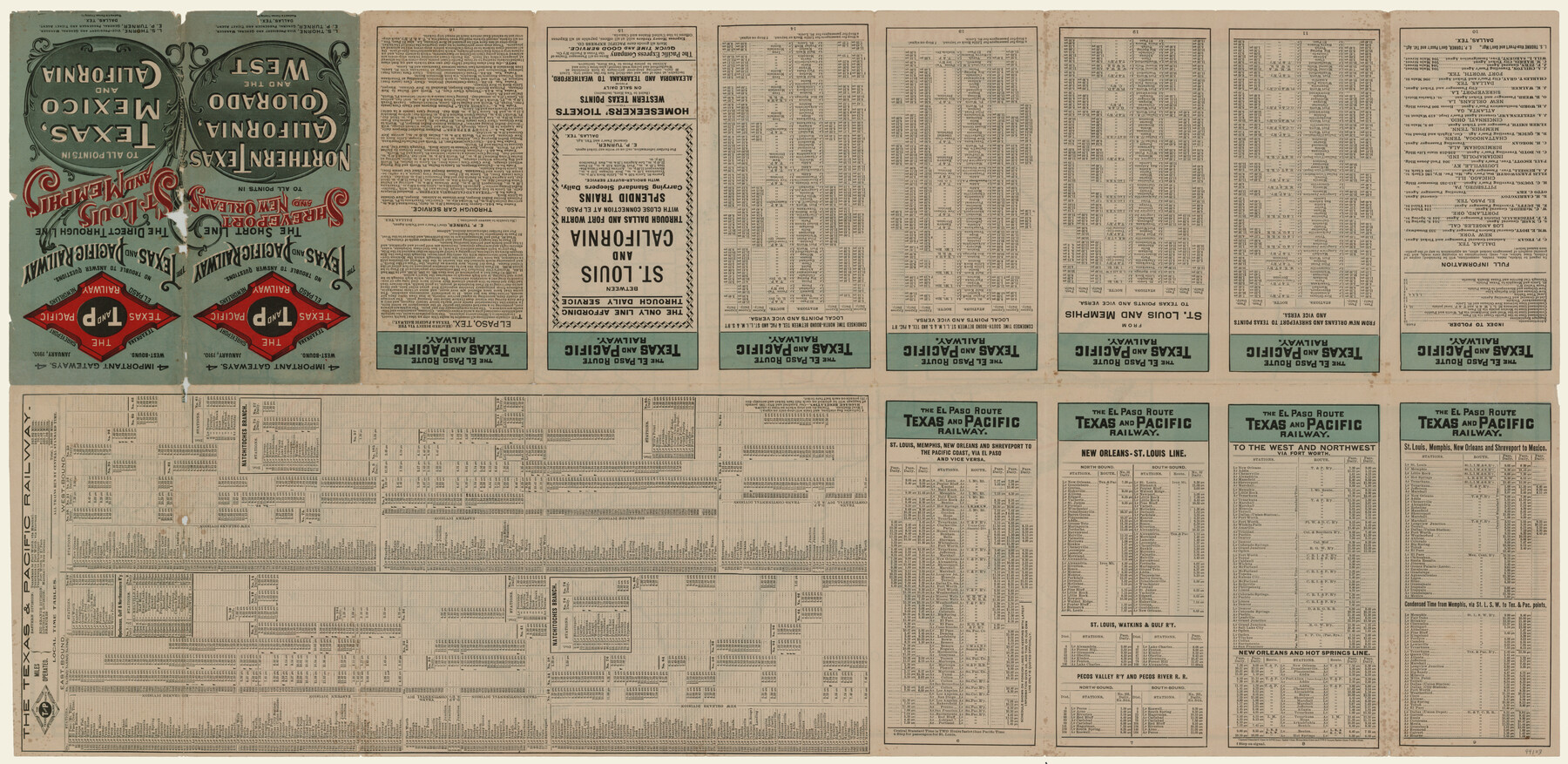 94103, Map of the Texas & Pacific Railway "Gould System" Lines and Connections [verso], General Map Collection