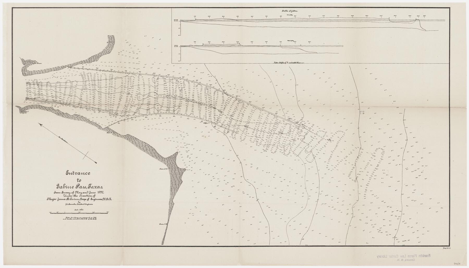 94154, Entrance to Sabine Pass, Texas from survey of May and June 1892 under the direction of Major James B. Quinn, Corps of Engineers, USA, General Map Collection