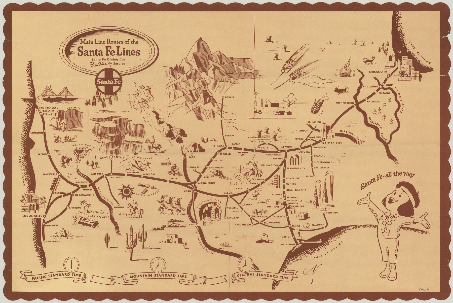 94157, Main Line Routes of the Santa Fe Lines, General Map Collection