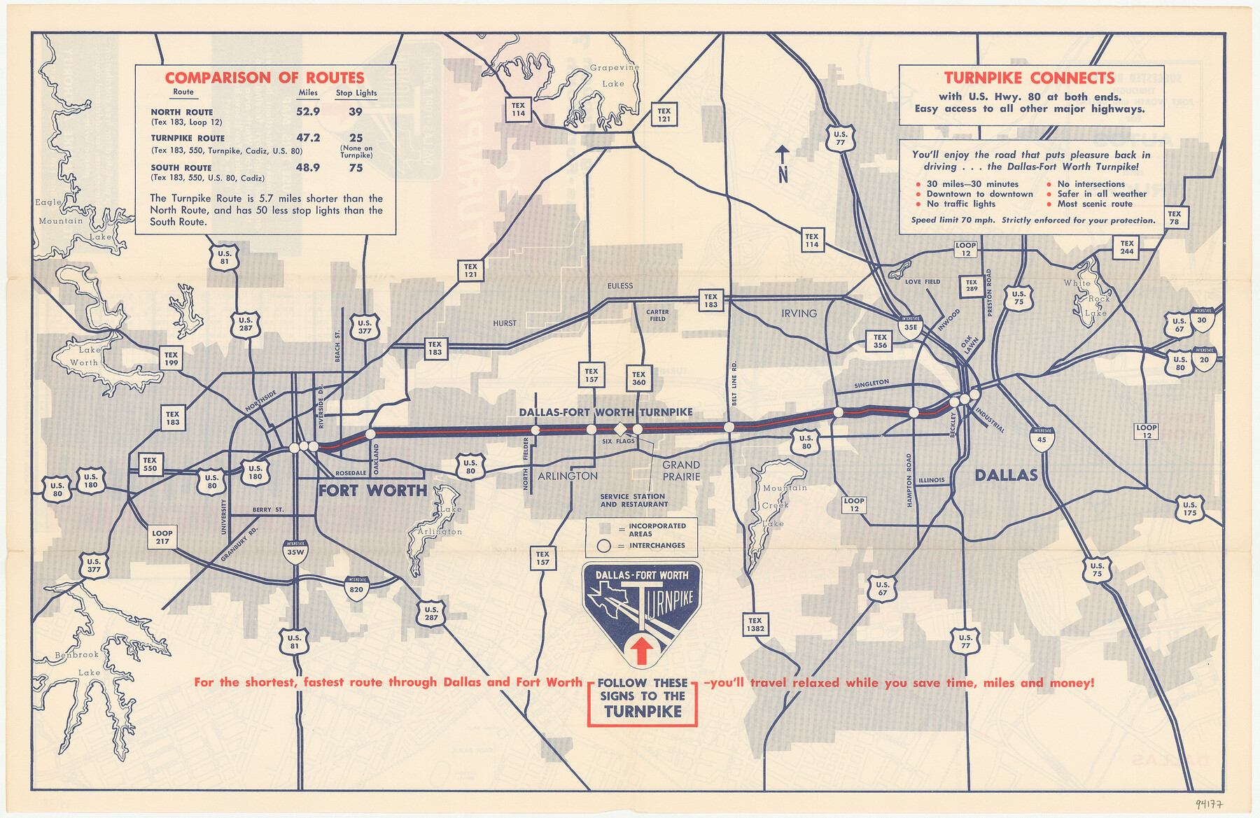 94177, Go Turnpike! Dallas-Fort Worth Turnpike (Recto), General Map Collection